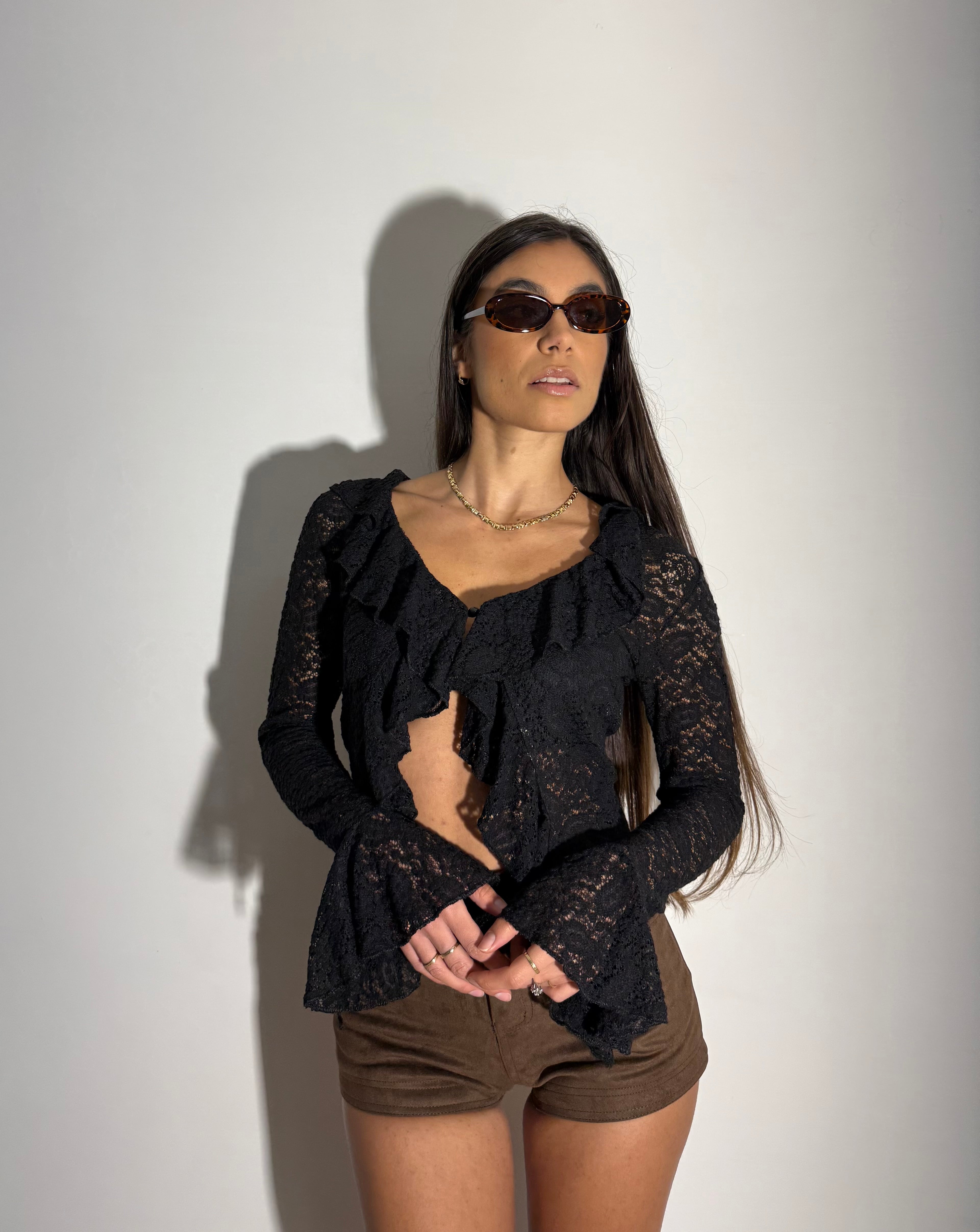 MAGLIA IN PIZZO BLOOM - NERA