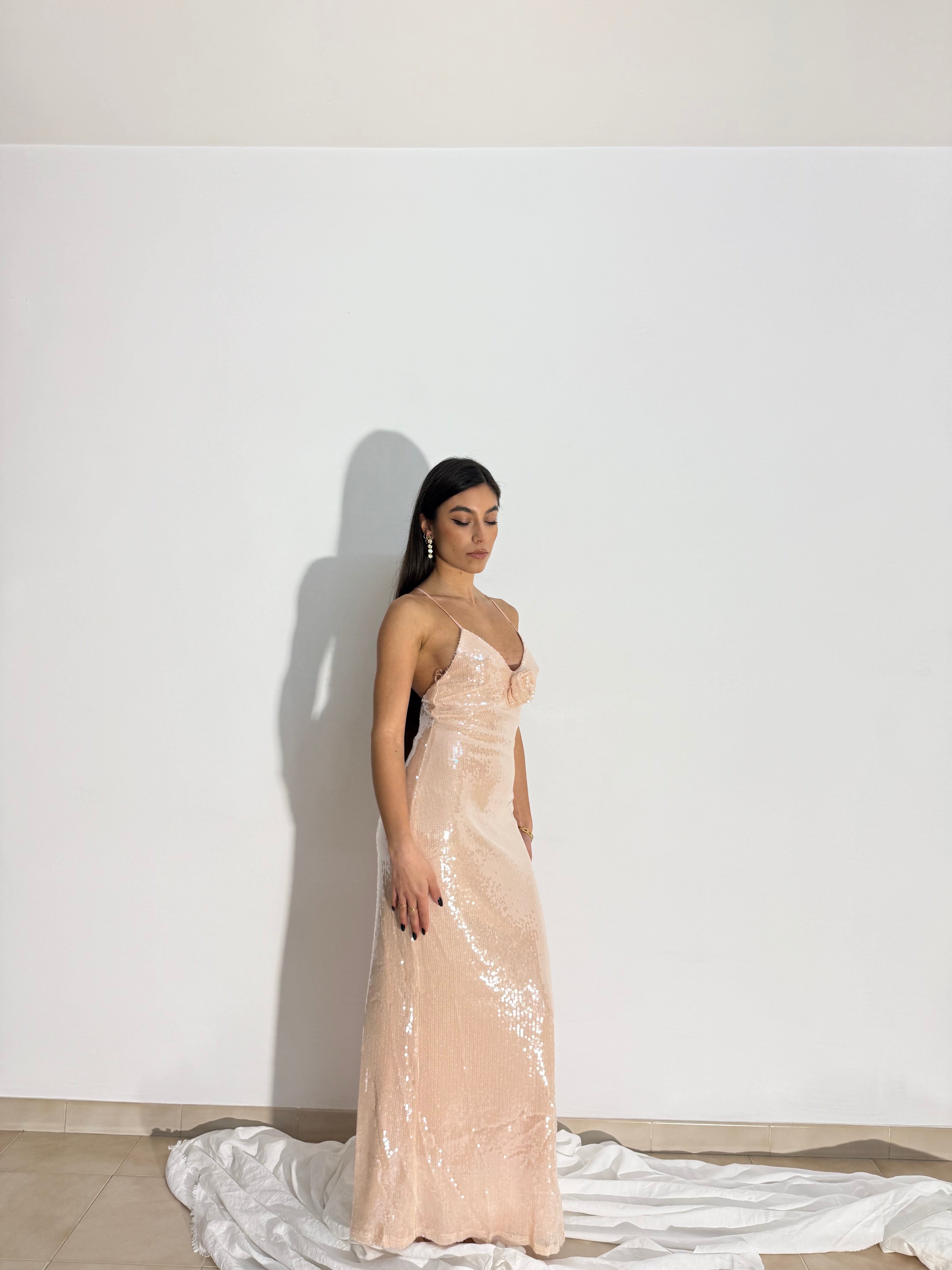 ABITO CON PAILLETTES OPHIDIA - ROSA