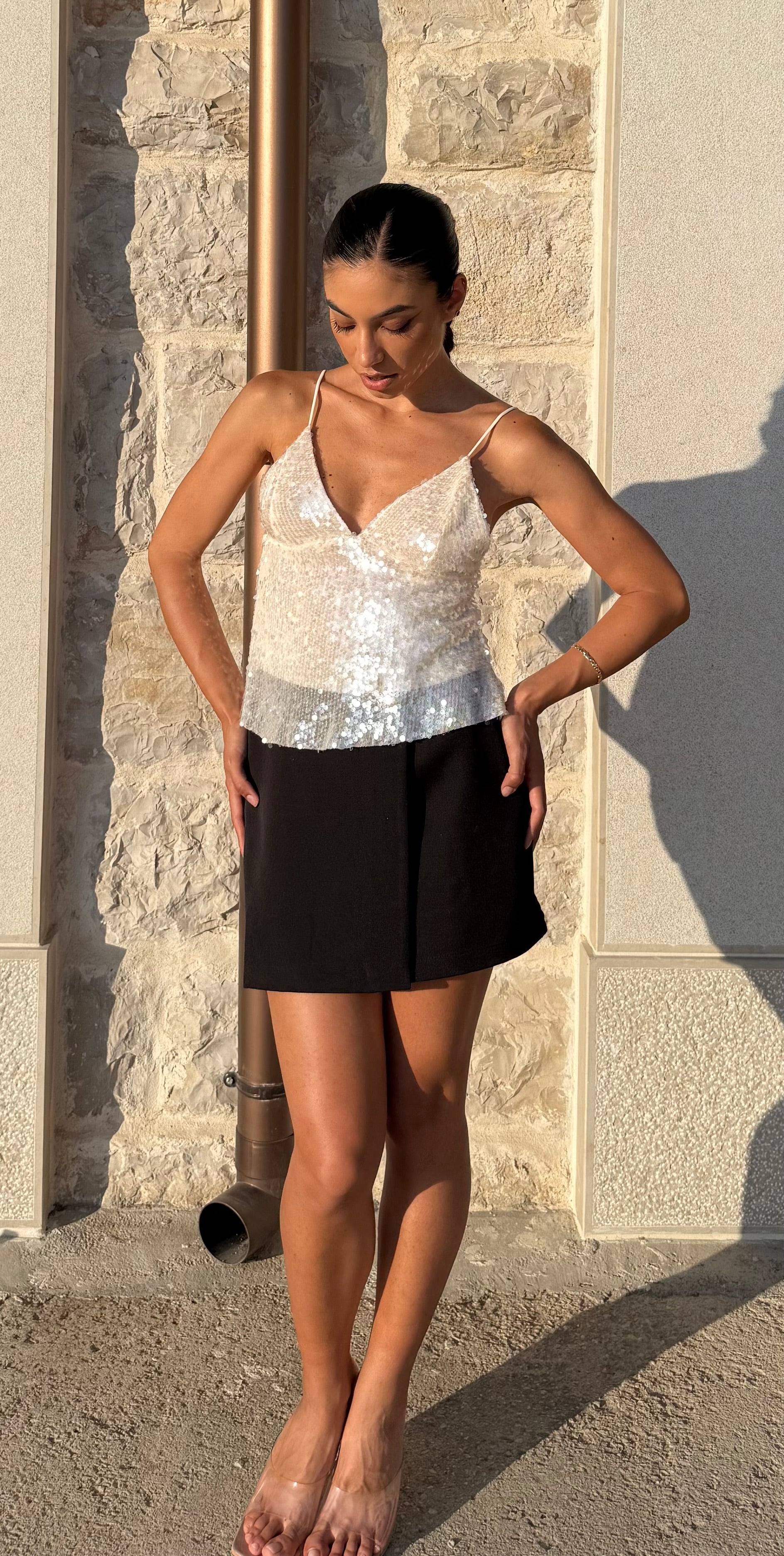 TOP SHIMMER - BIANCO