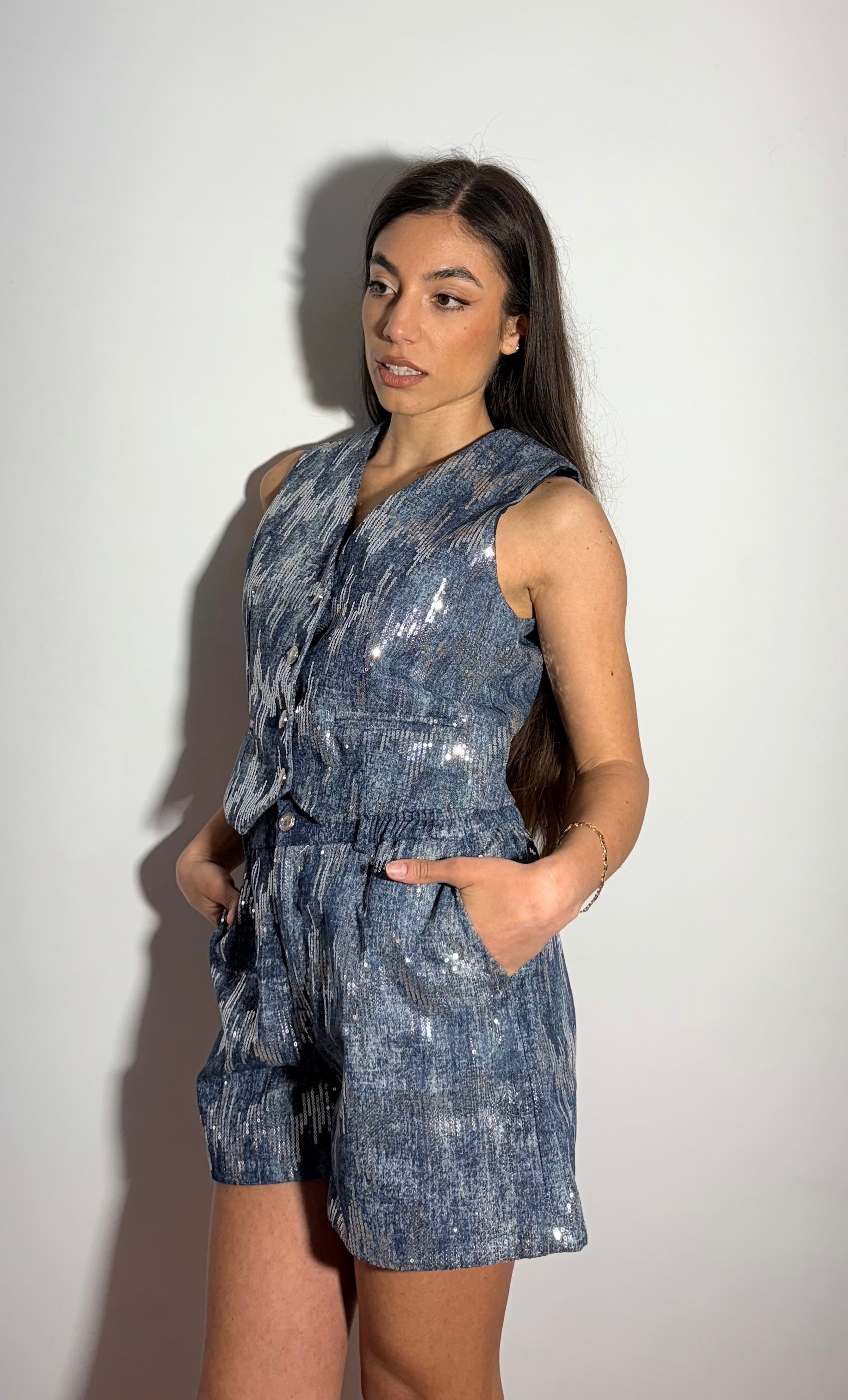 SET KENDRA IN PAILLETTES - DENIM