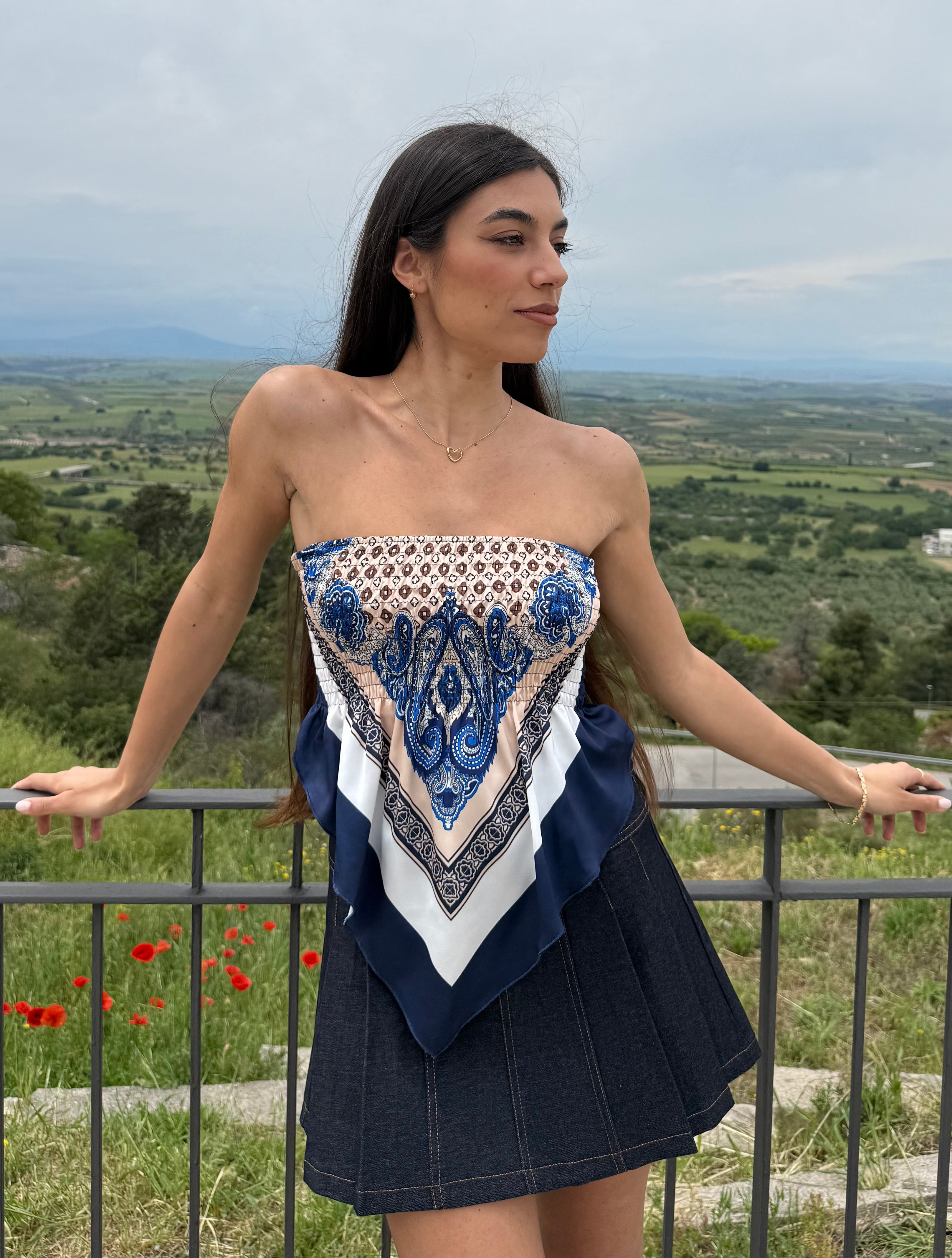 TOP FAZZOLETTO - BLU