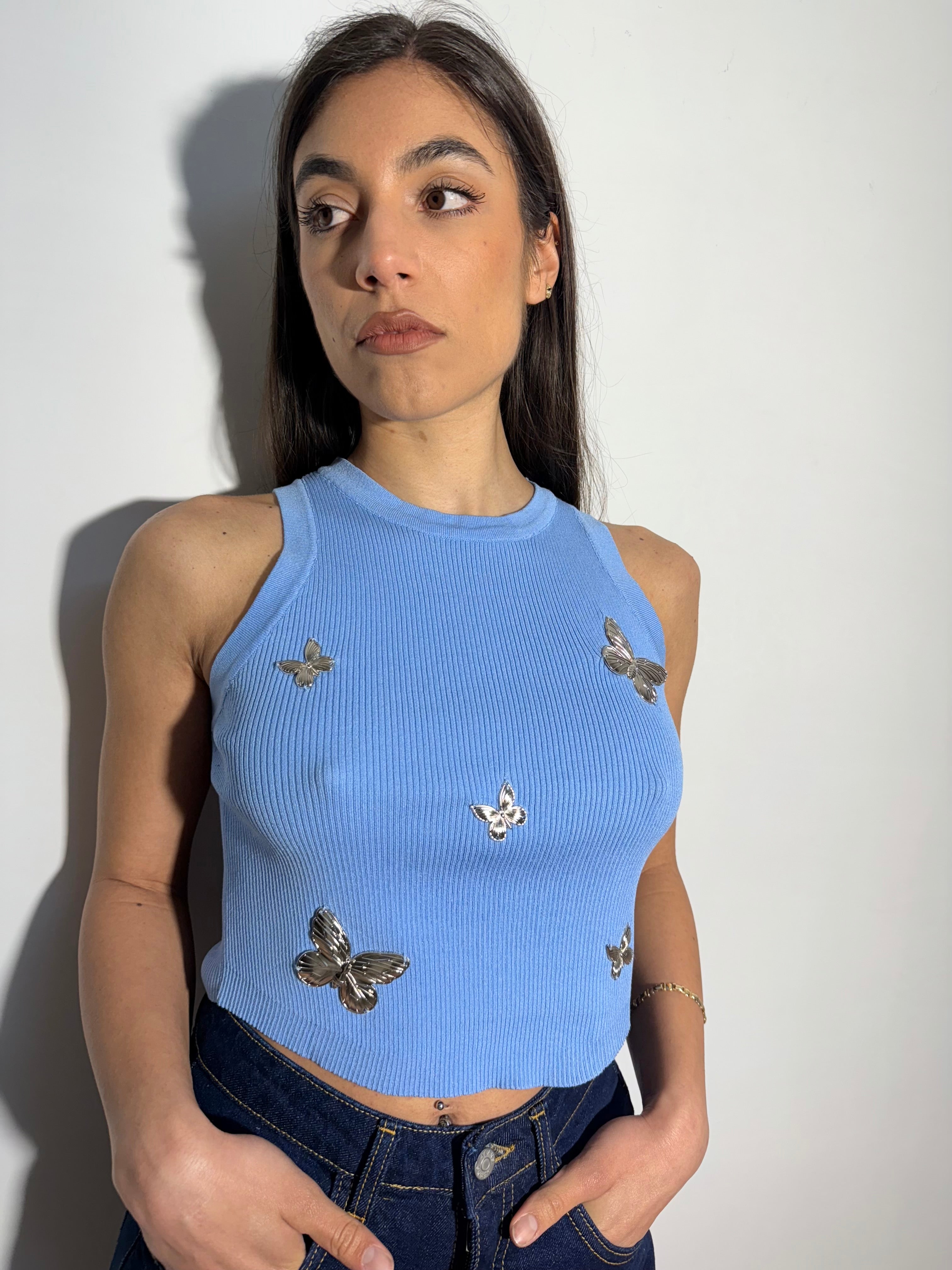 TOP BUTTERFLY - AZZURRO