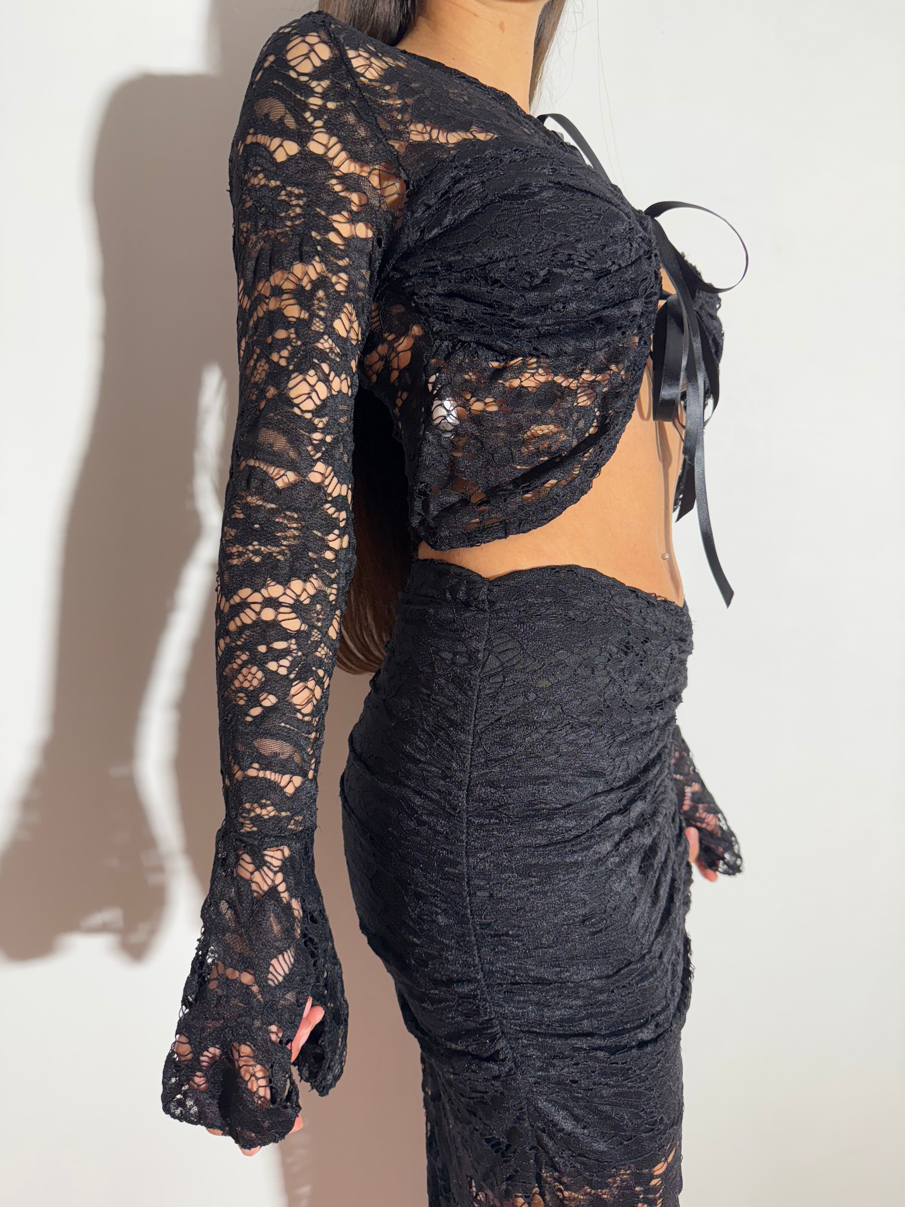 SET AMANDA IN PIZZO - NERO