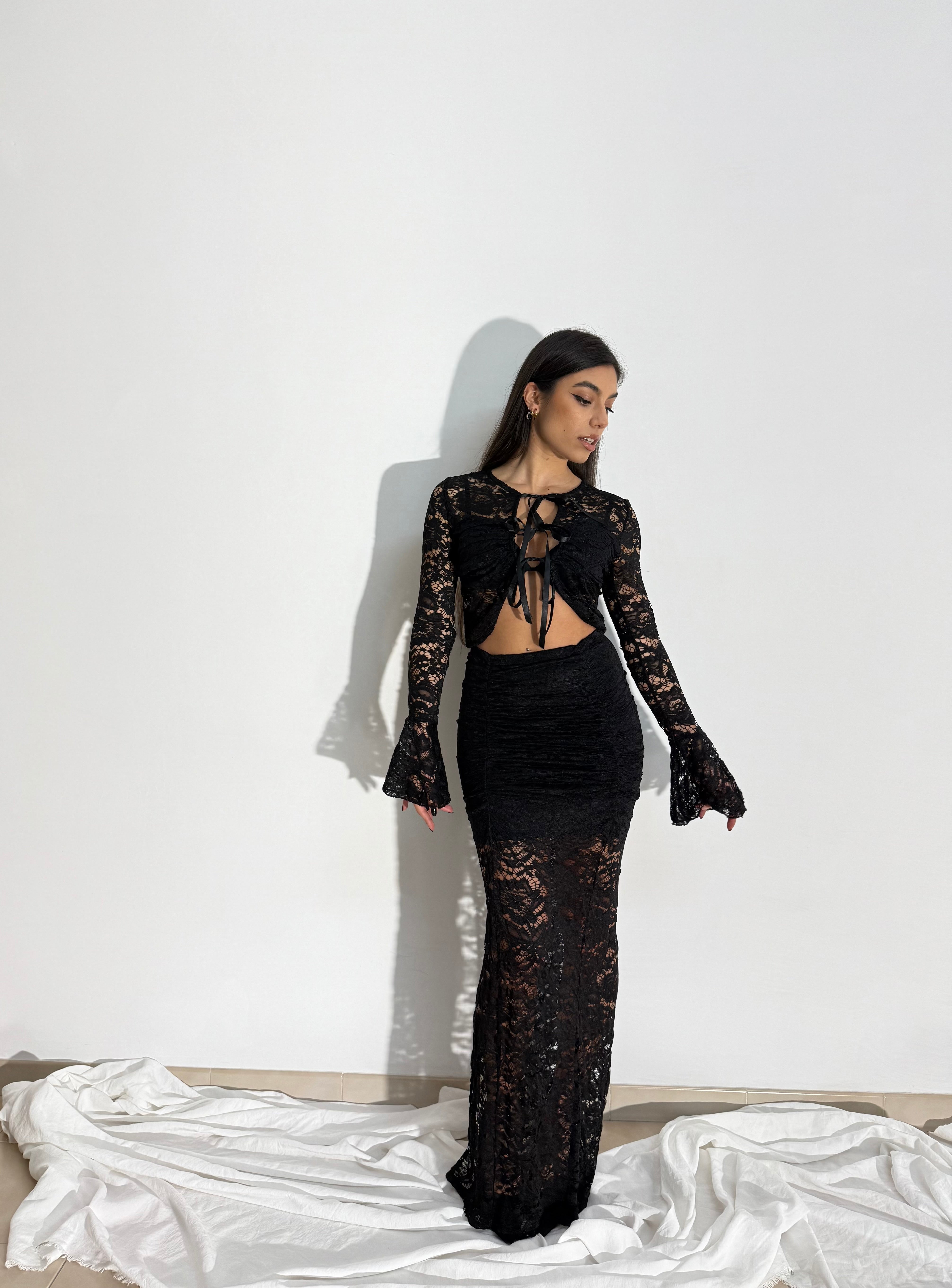 SET AMANDA IN PIZZO - NERO