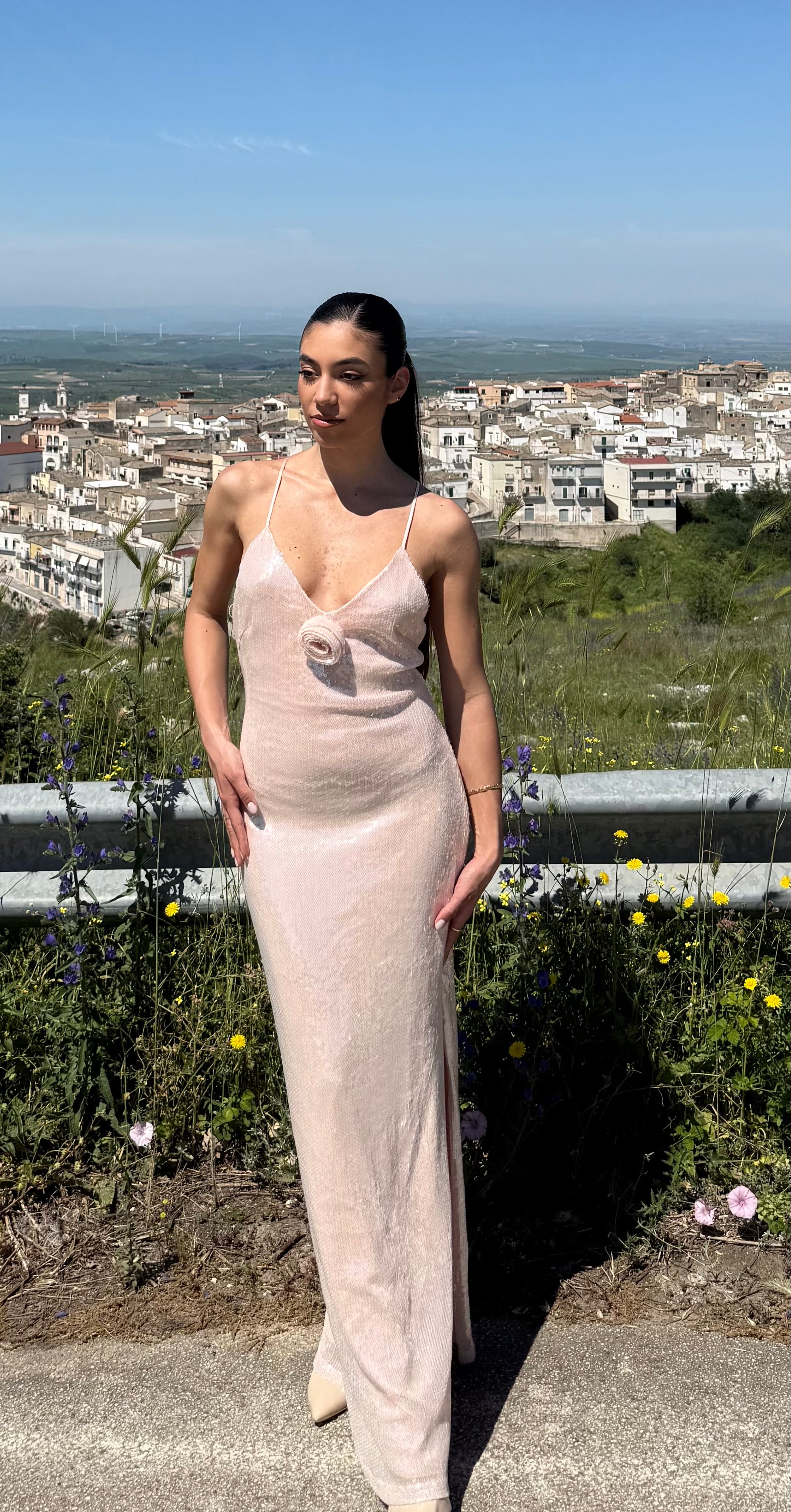 ABITO CON PAILLETTES OPHIDIA - ROSA