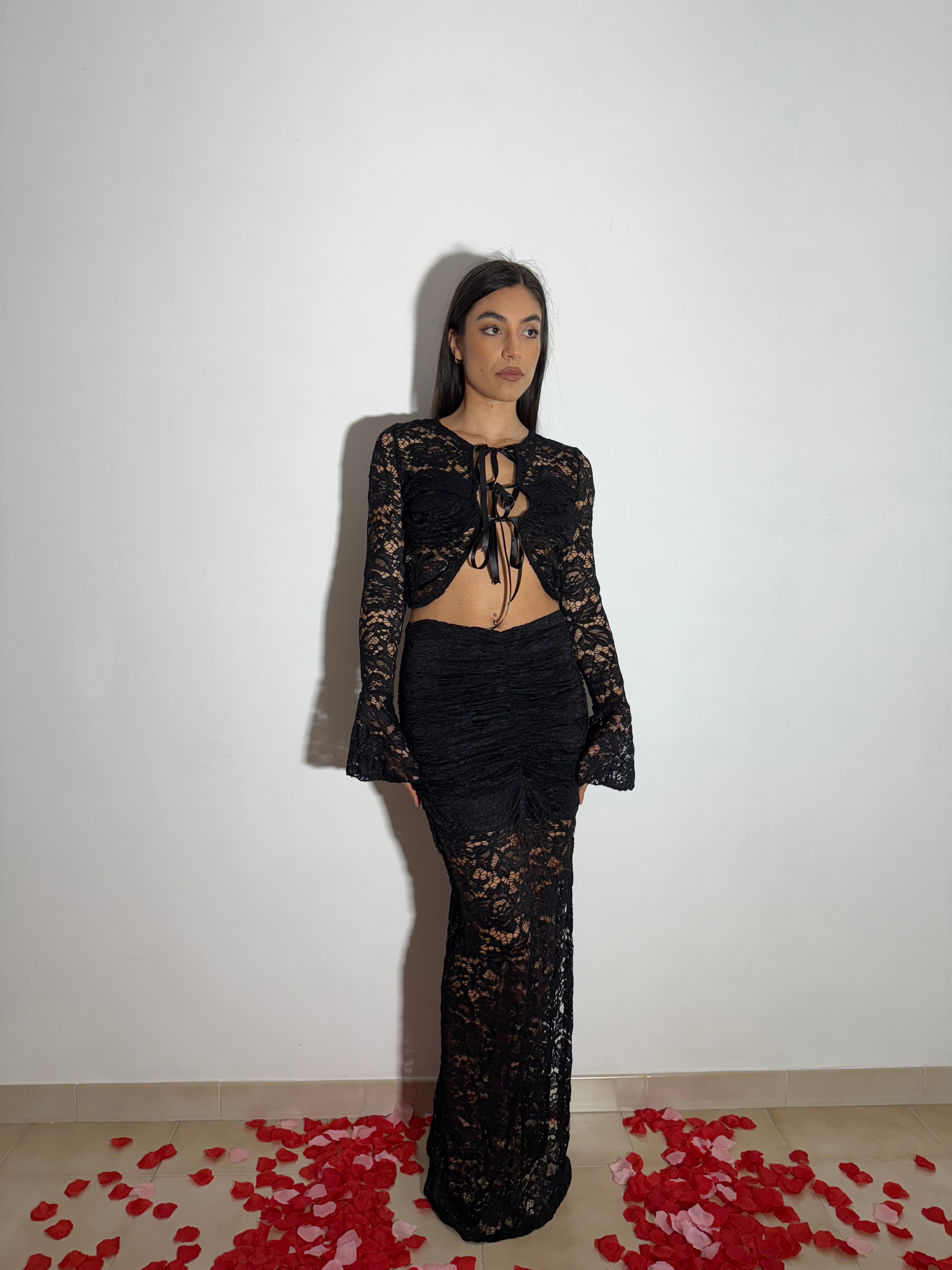 SET AMANDA IN PIZZO - NERO