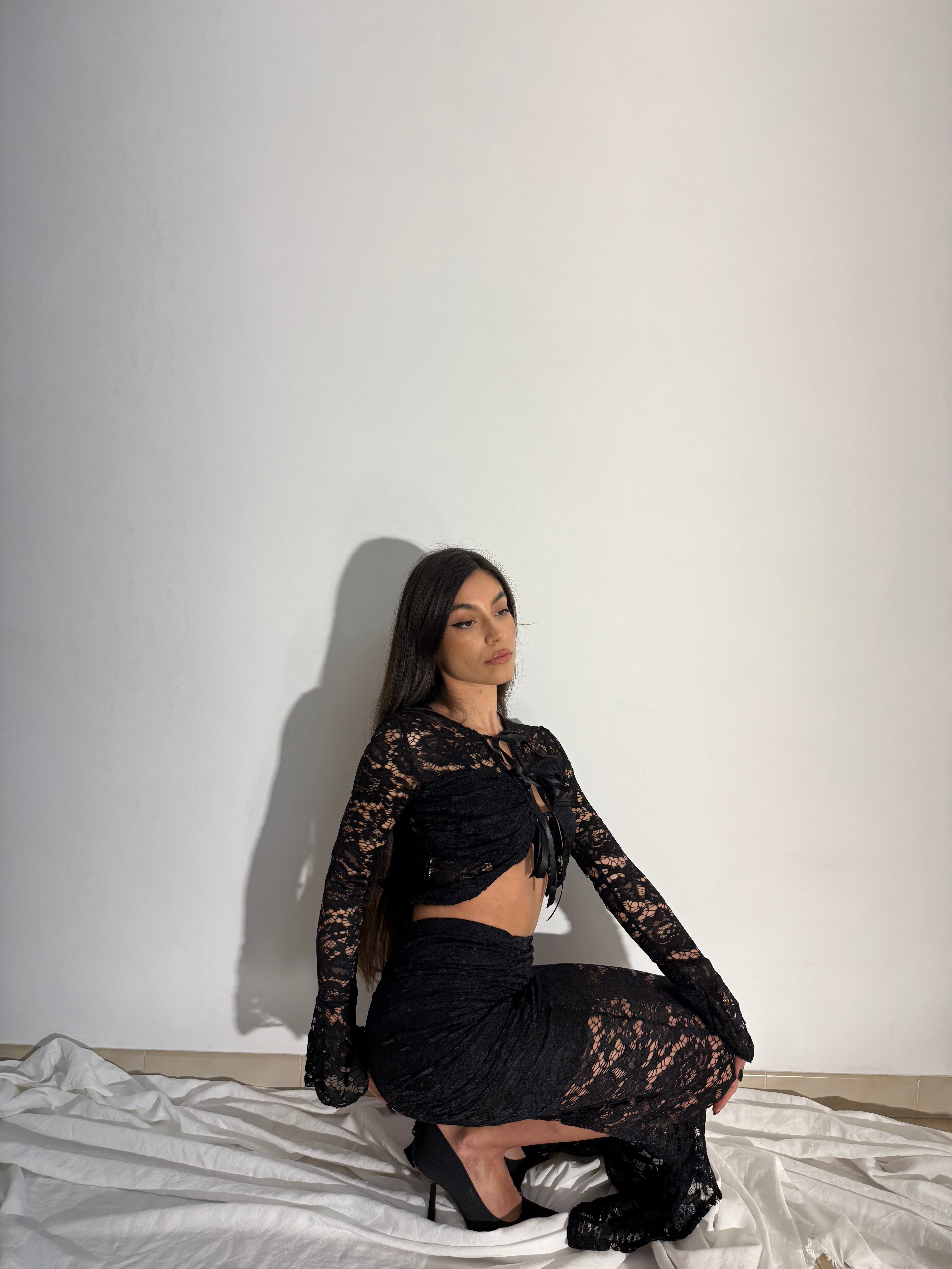 SET AMANDA IN PIZZO - NERO