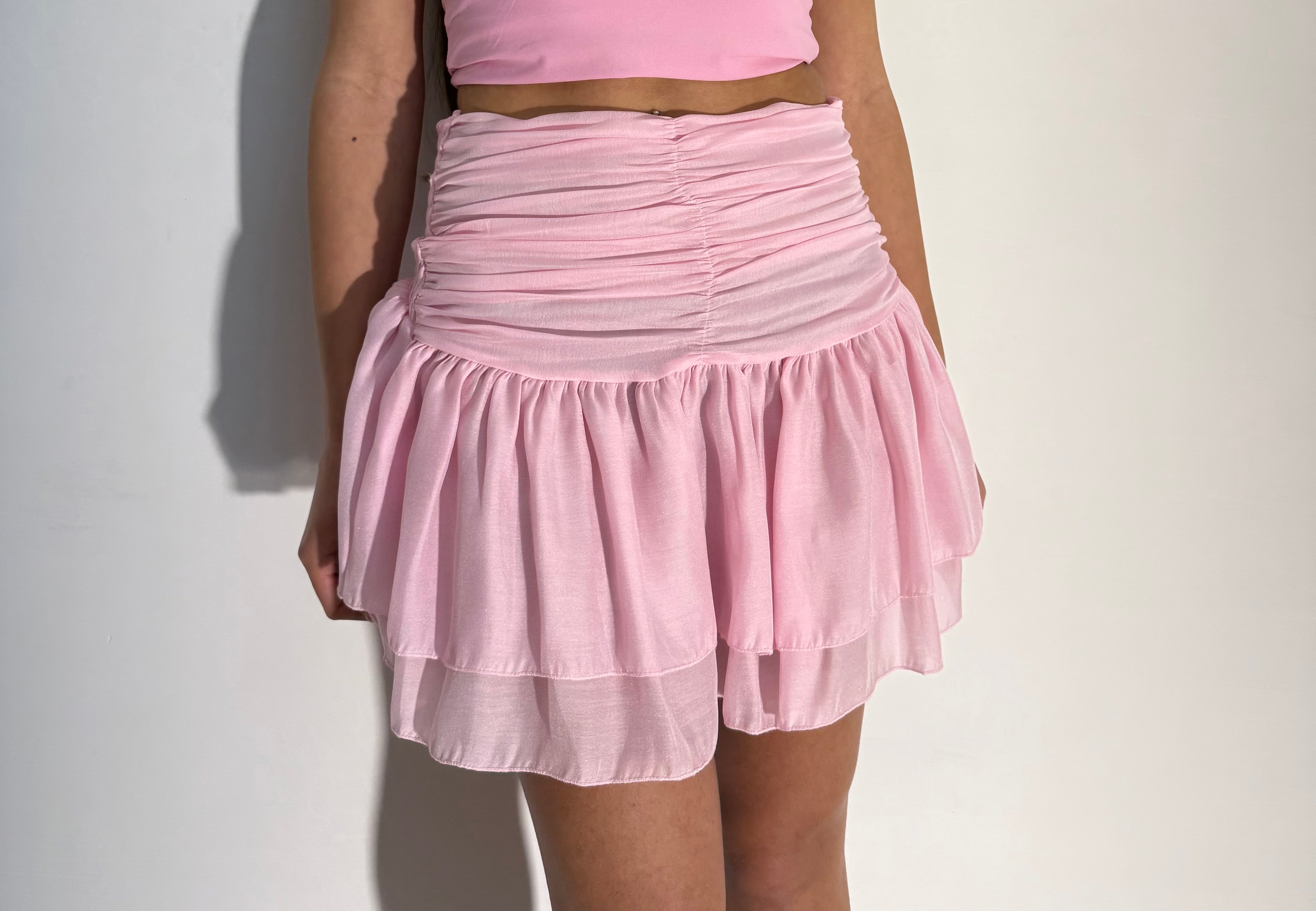 MINIGONNA FLOWING - ROSA
