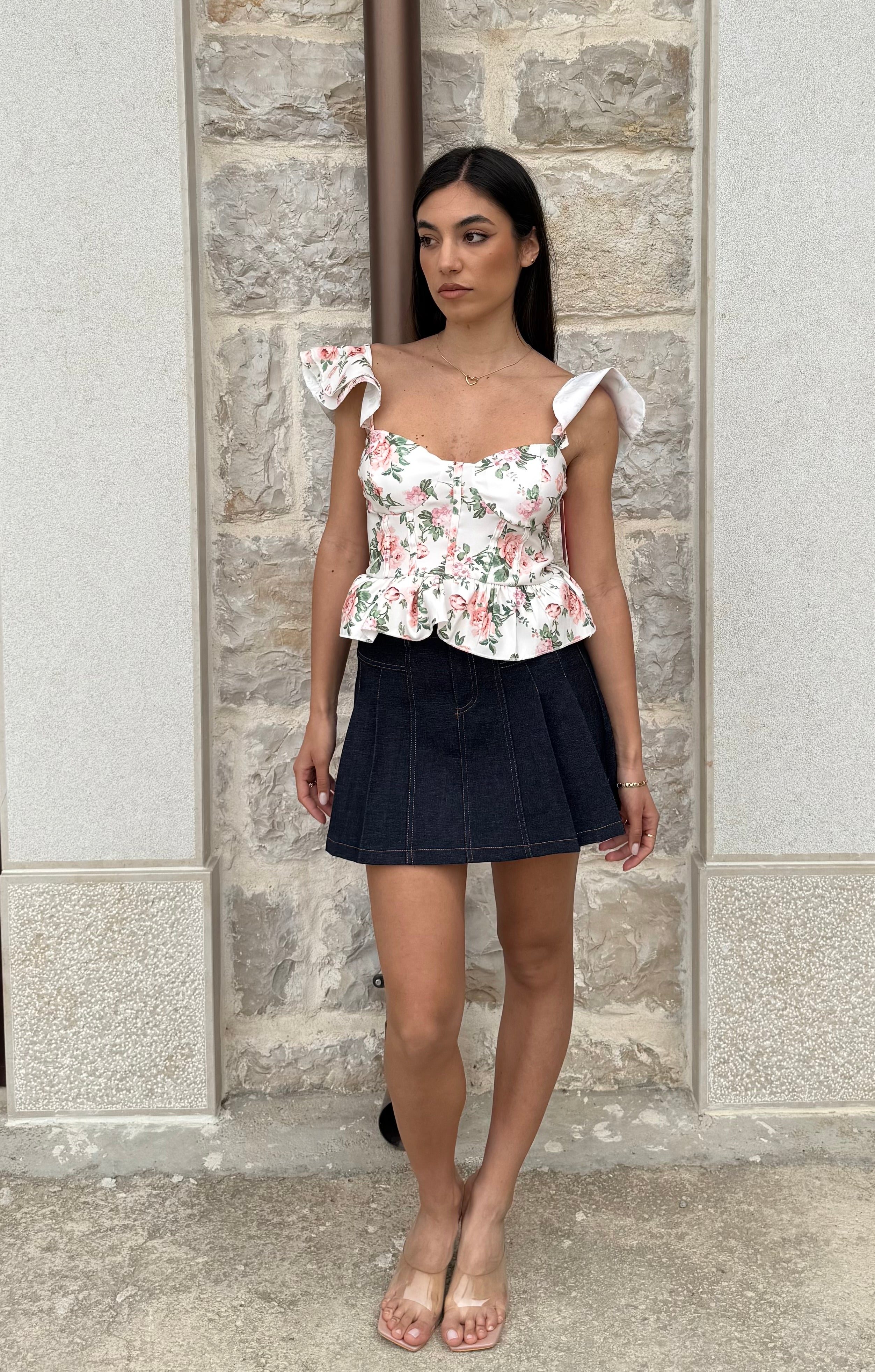 CORSETTO FLOWER - BIANCO