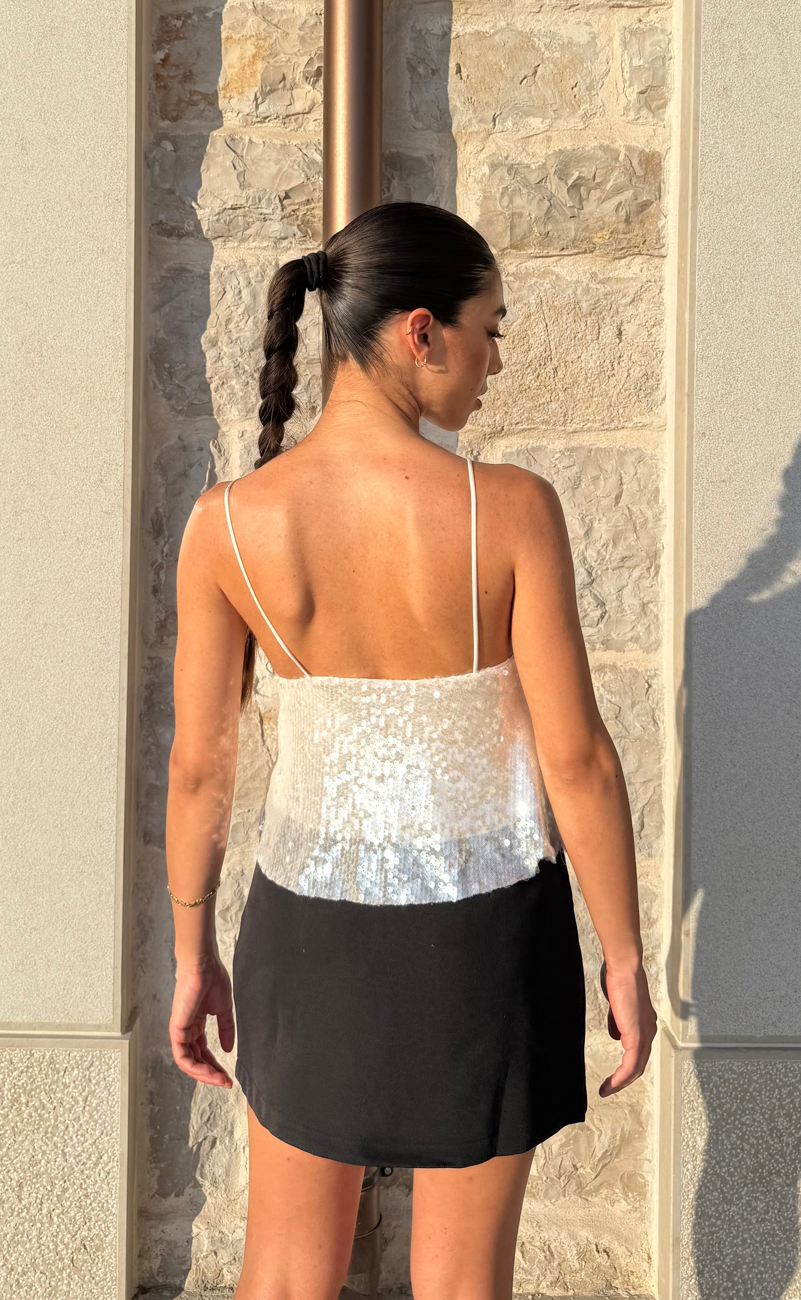 TOP SHIMMER - BIANCO