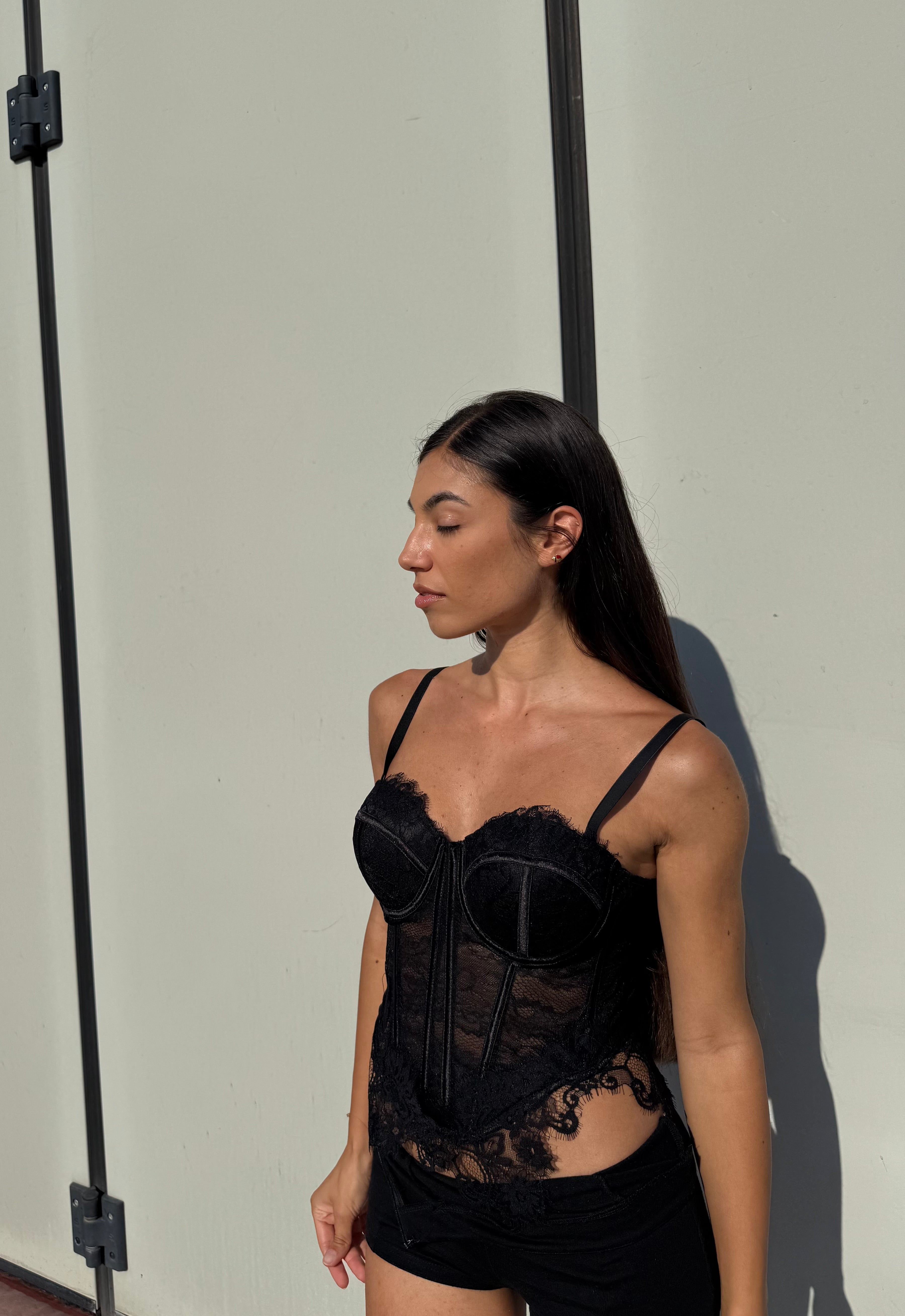 CORSETTO IN PIZZO - NERO