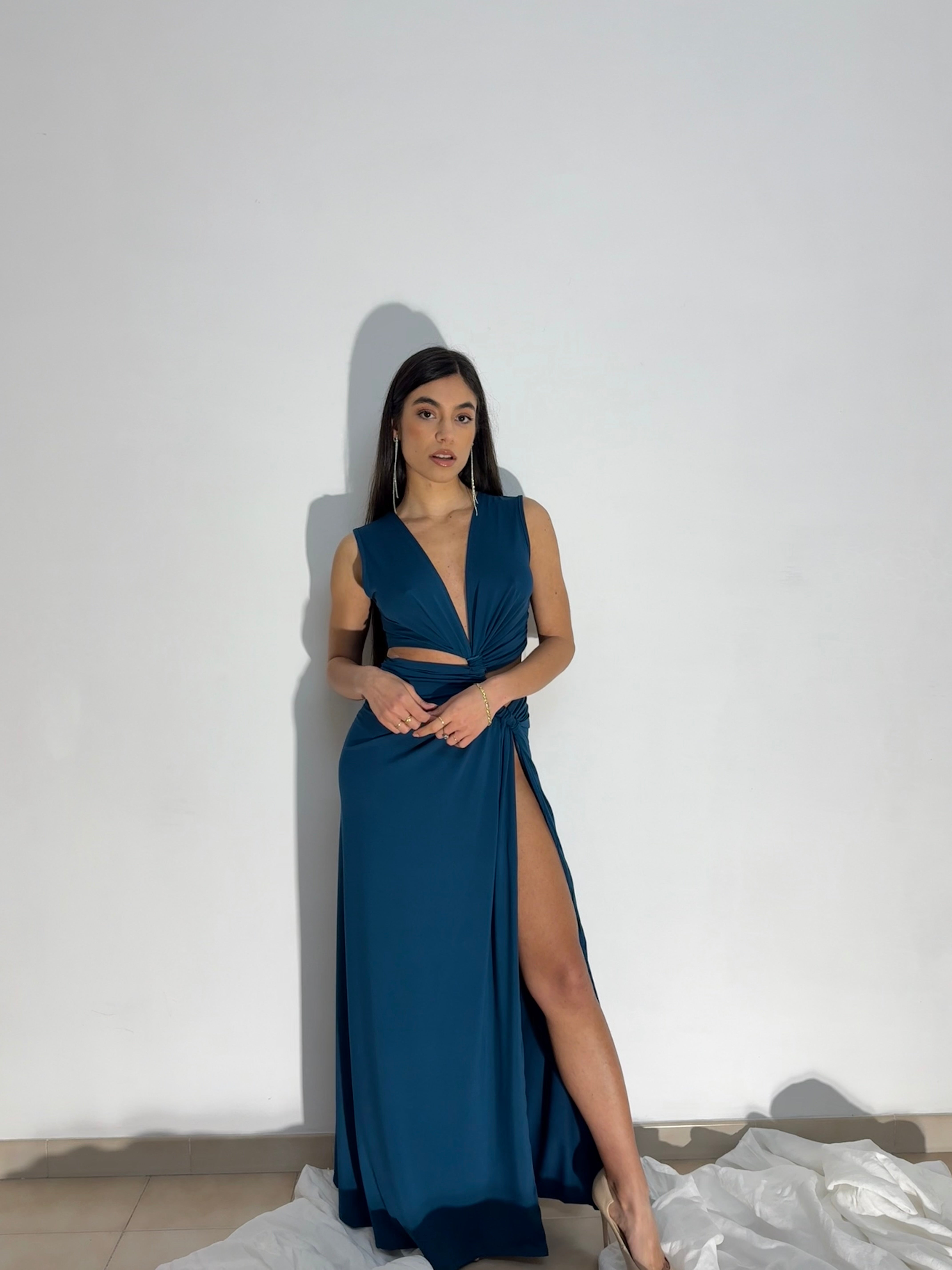 MAXI DRESS AFRODITE - PETROLIO