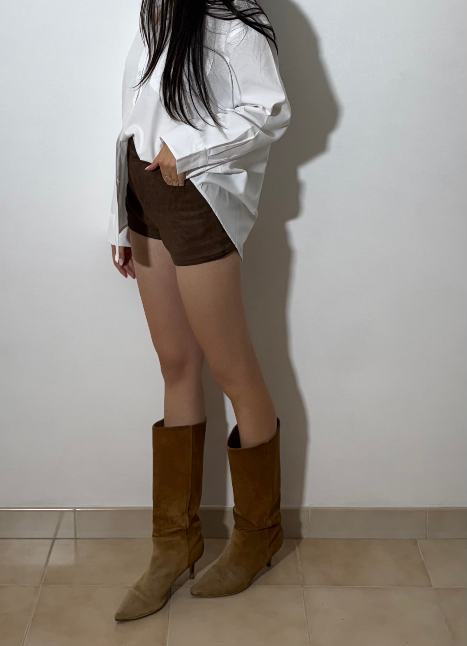 PANTALONCINO CAMOSCIO - MARRONE