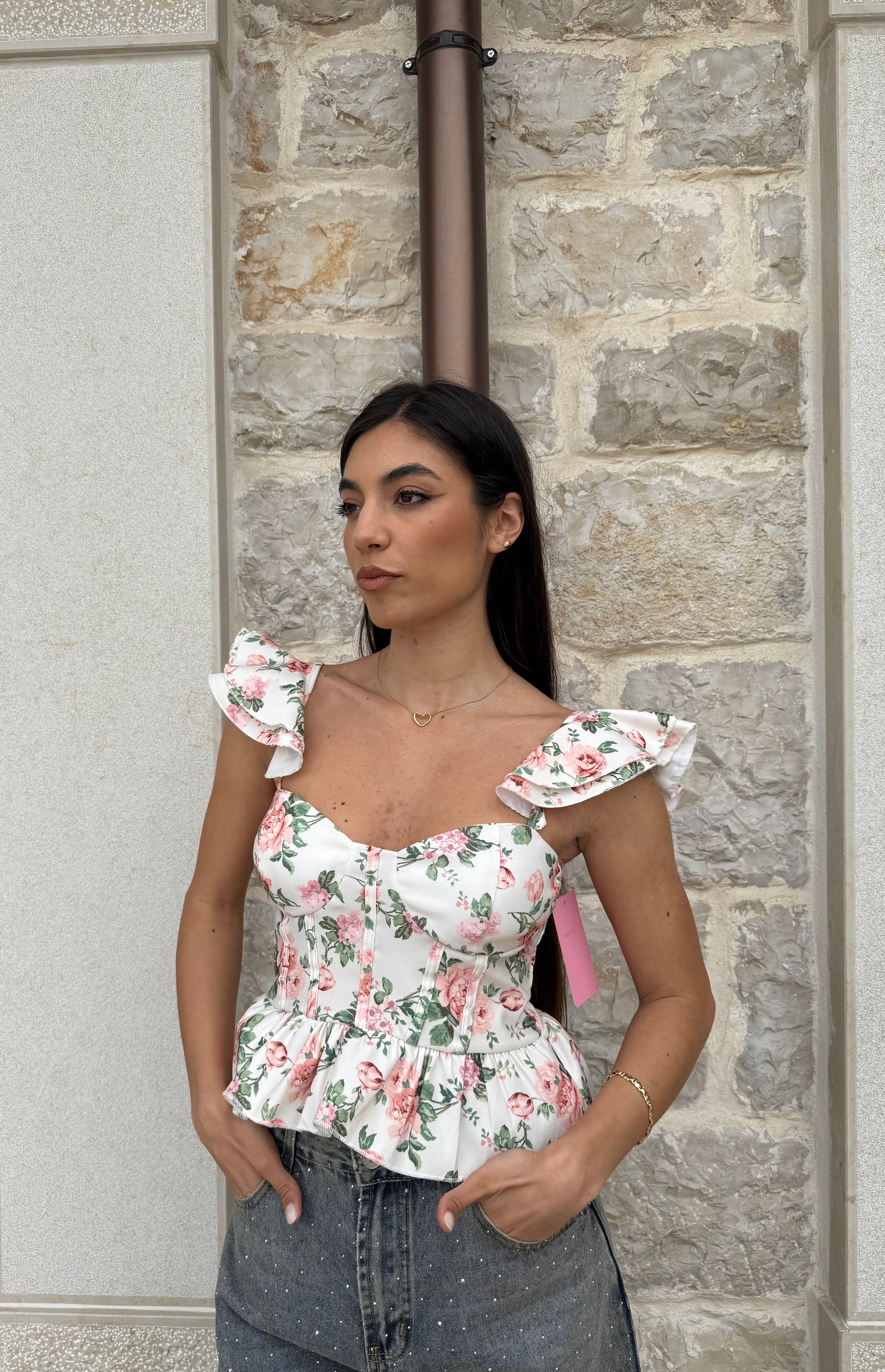 CORSETTO FLOWER - BIANCO