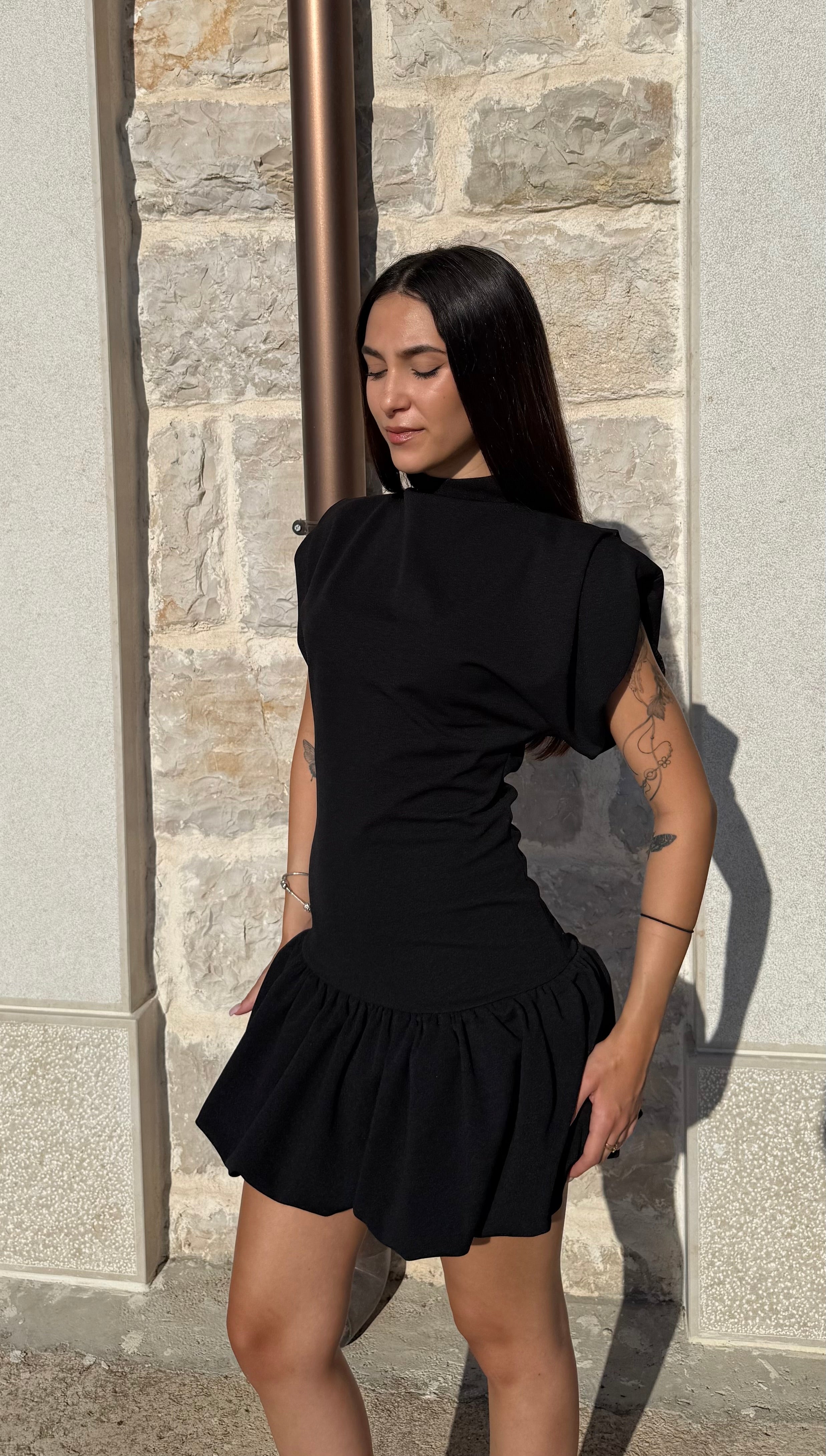 MINI DRESS BALLOON - NERO