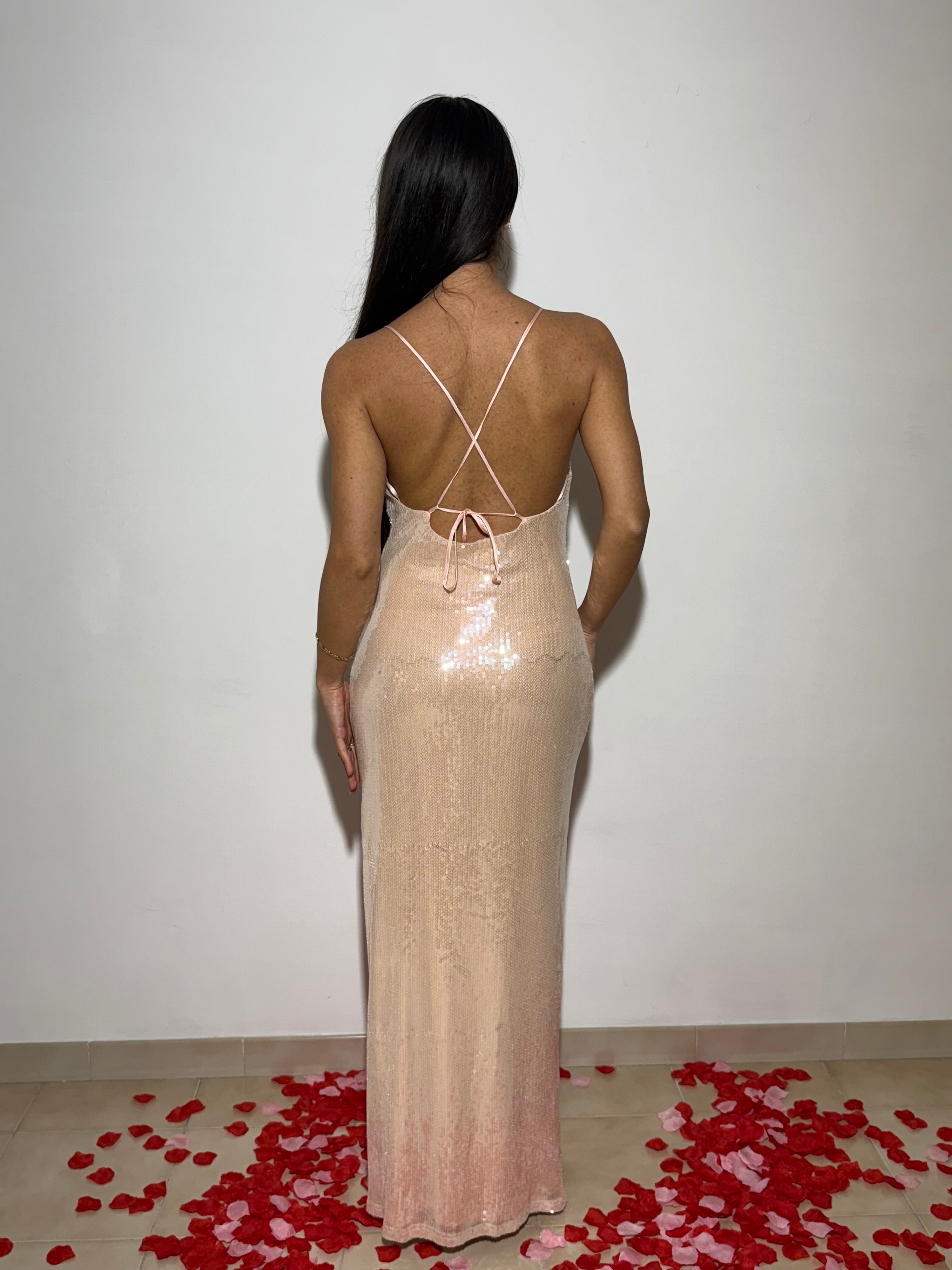 ABITO CON PAILLETTES OPHIDIA - ROSA