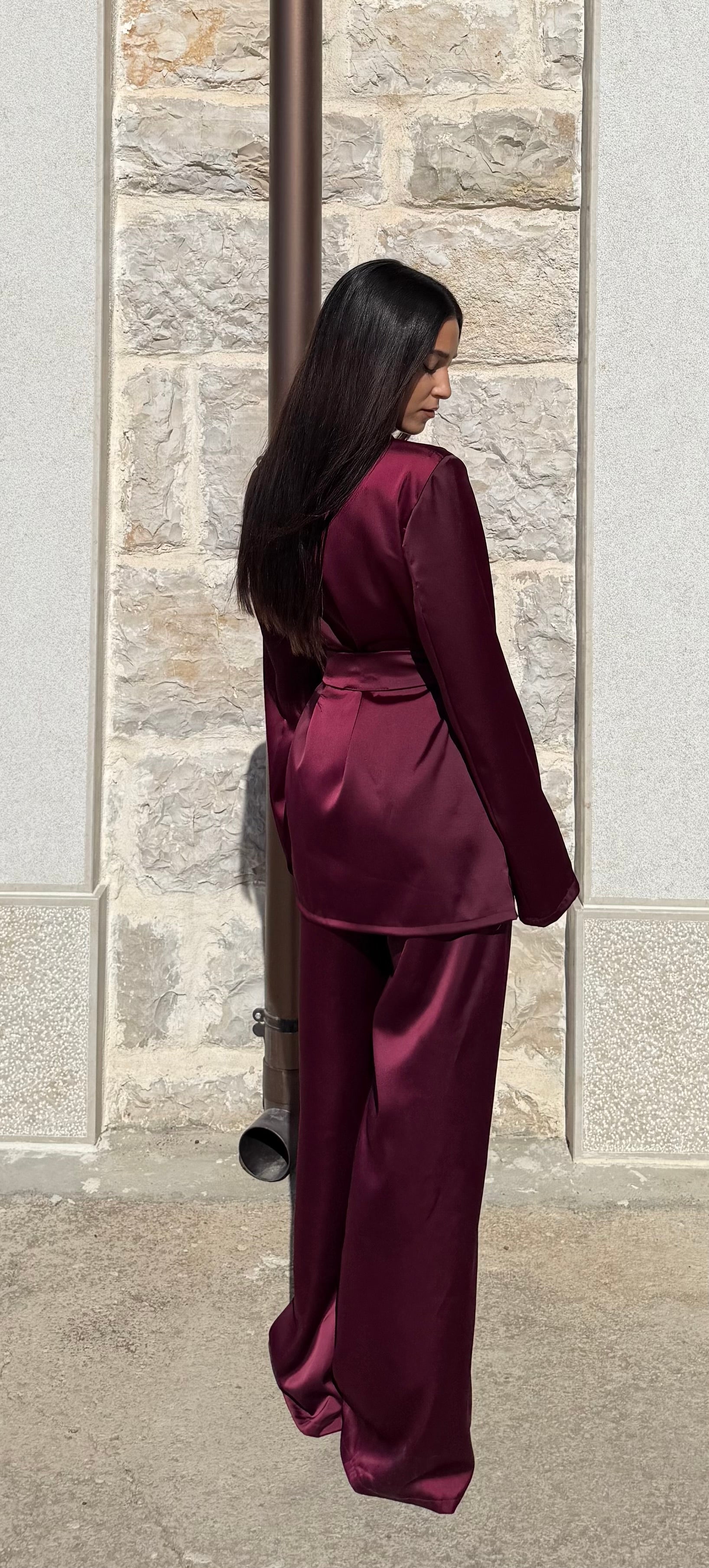 TAILLEUR SATIN - BORDEAUX