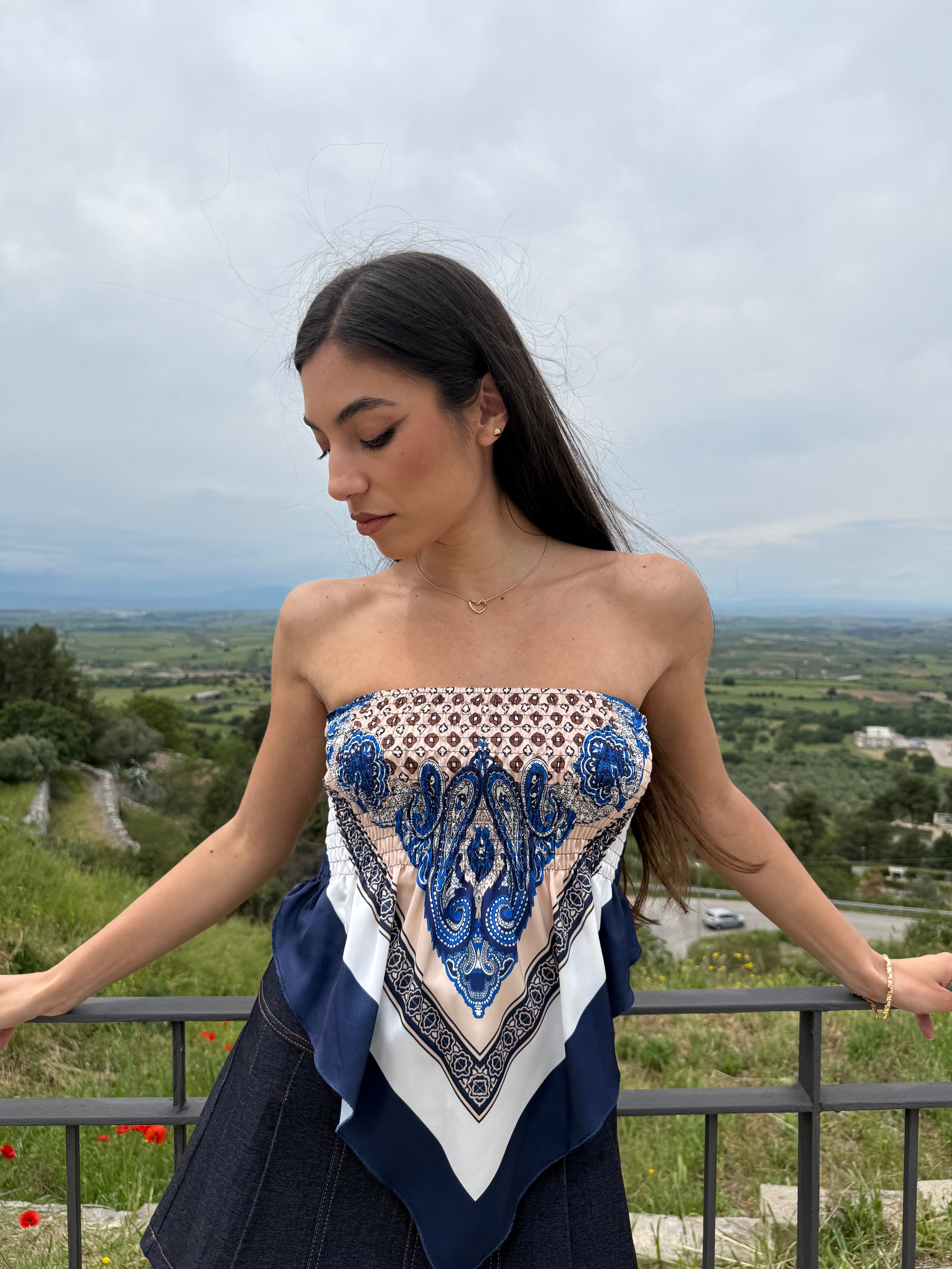 TOP FAZZOLETTO - BLU