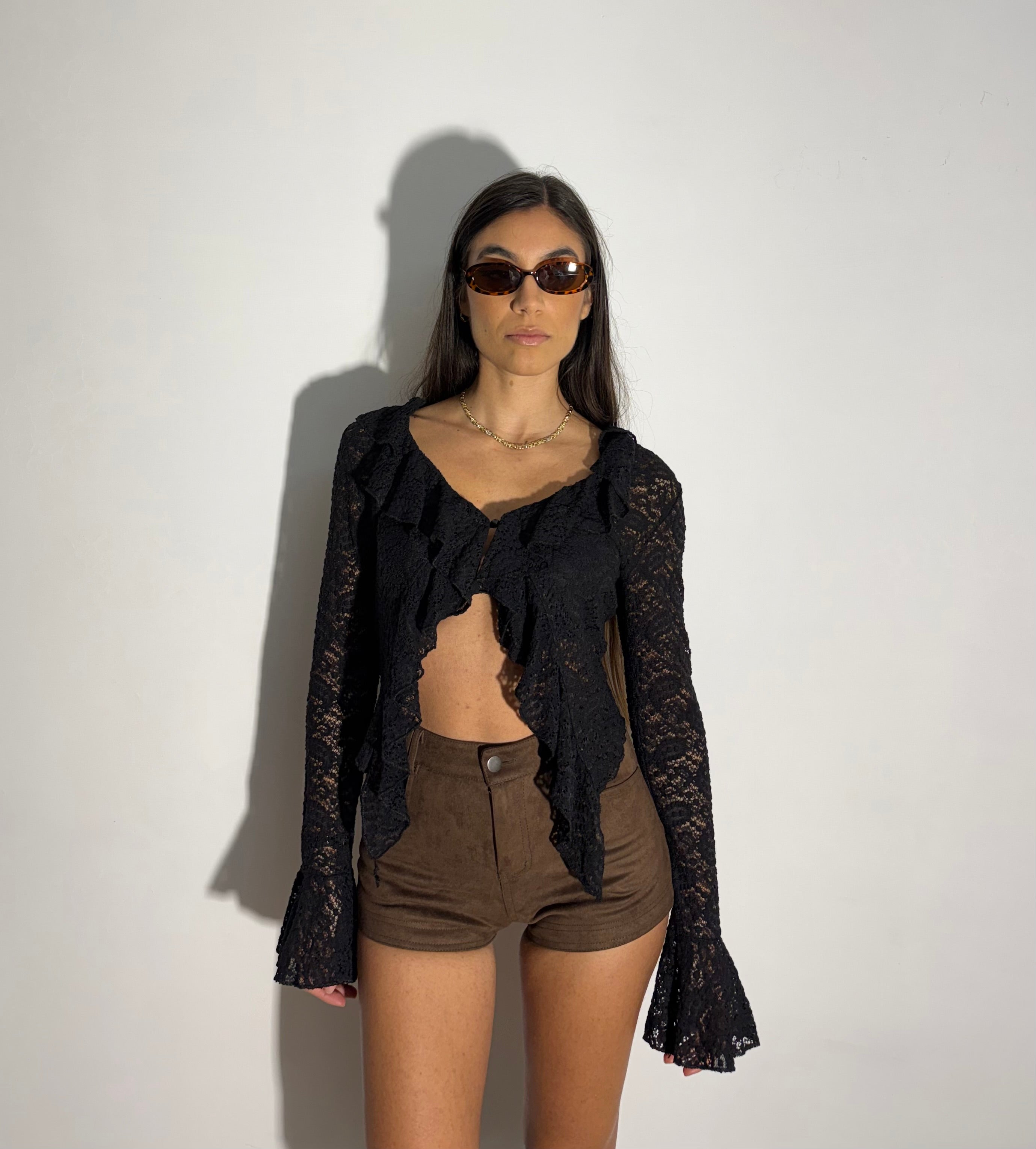 MAGLIA IN PIZZO BLOOM - NERA