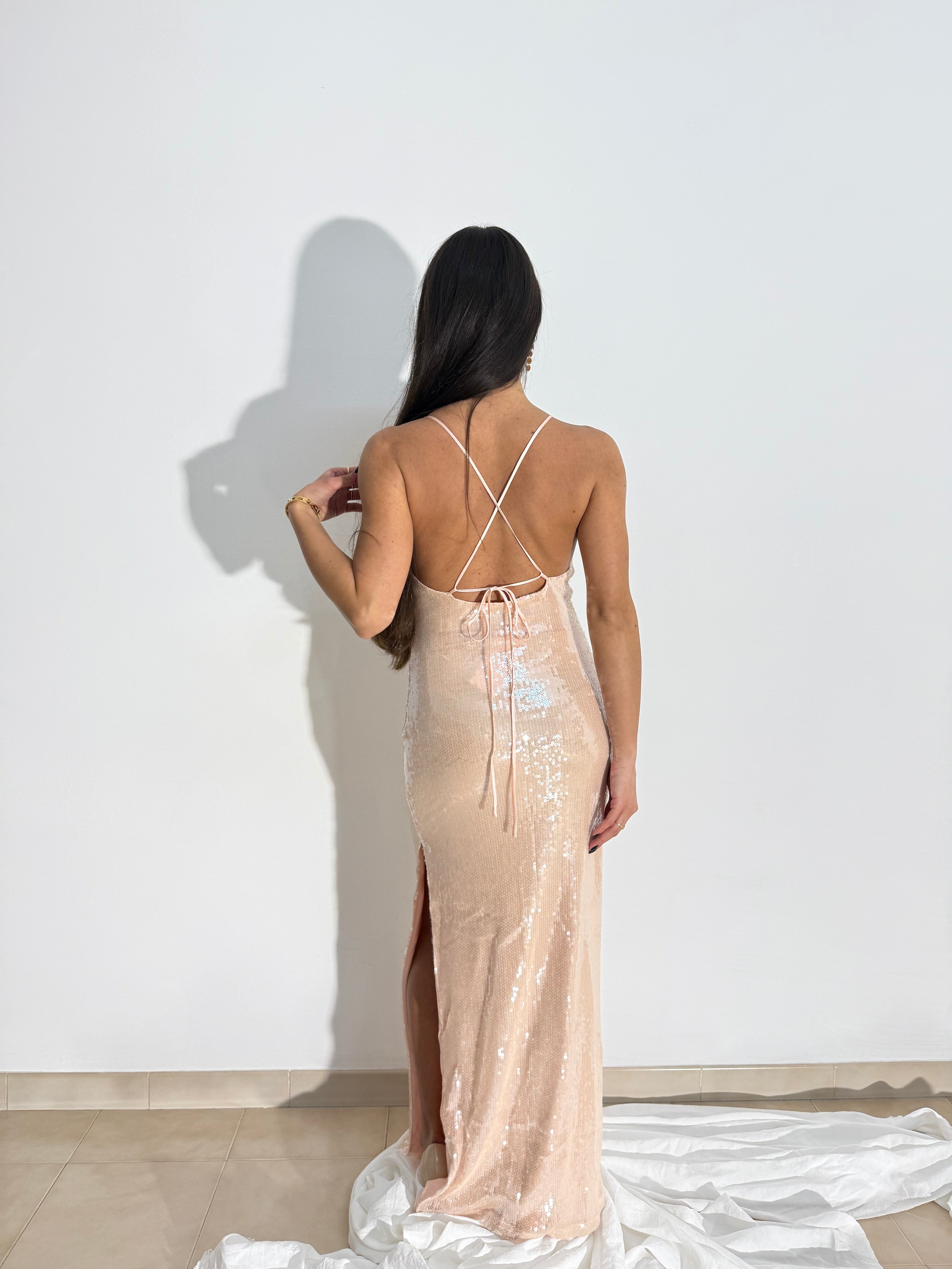 ABITO CON PAILLETTES OPHIDIA - ROSA