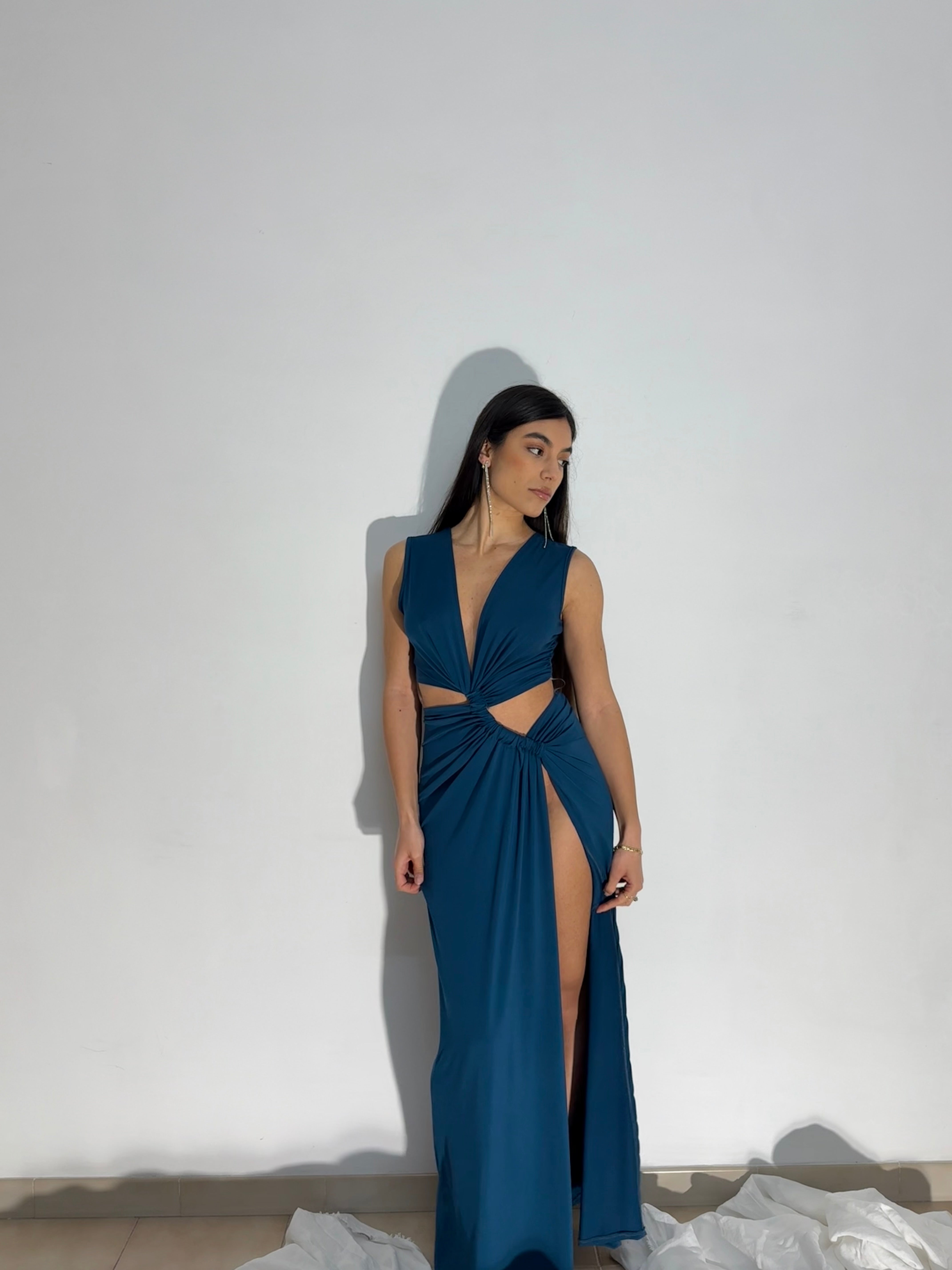 MAXI DRESS AFRODITE - PETROLIO