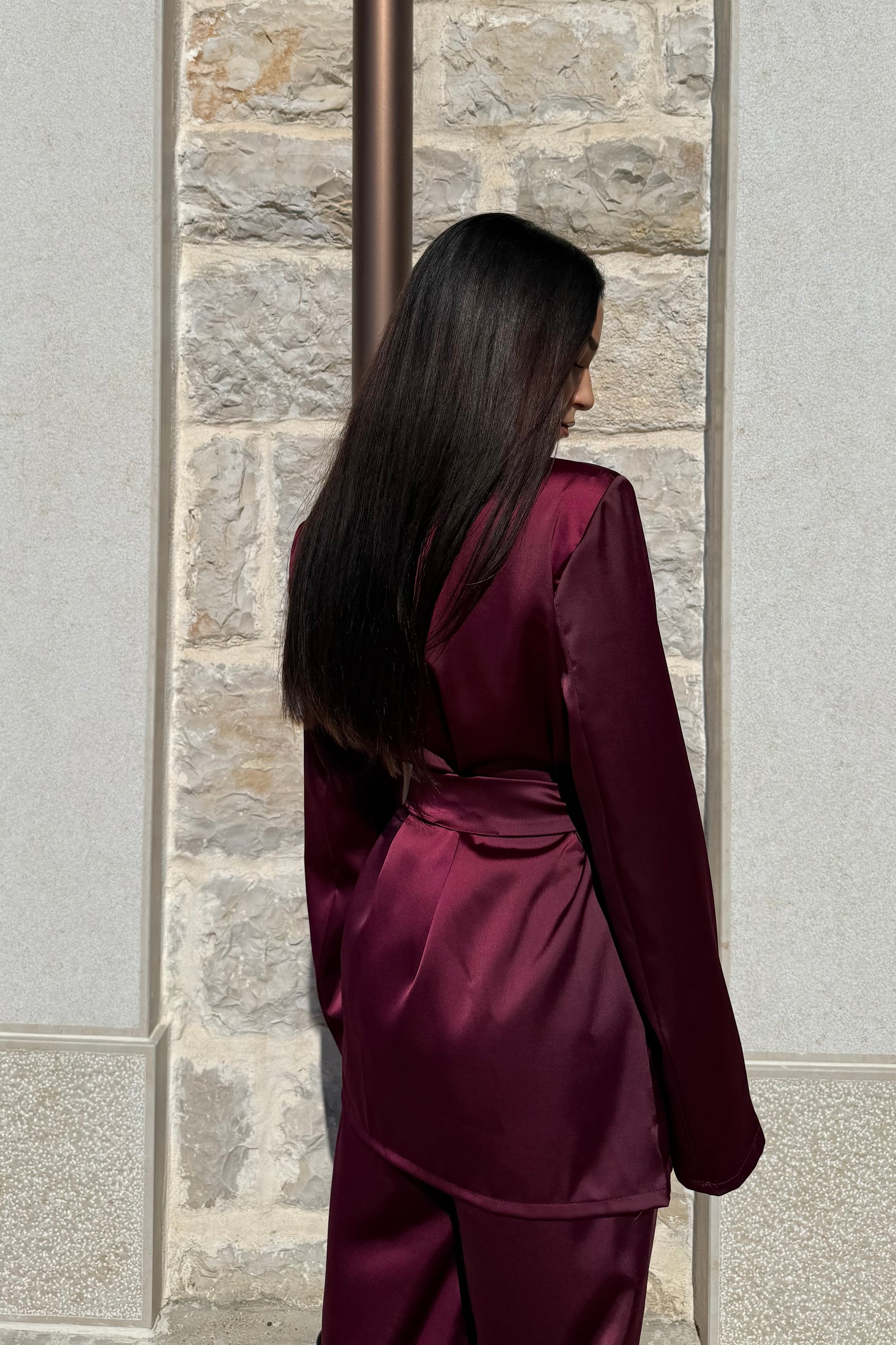 TAILLEUR SATIN - BORDEAUX