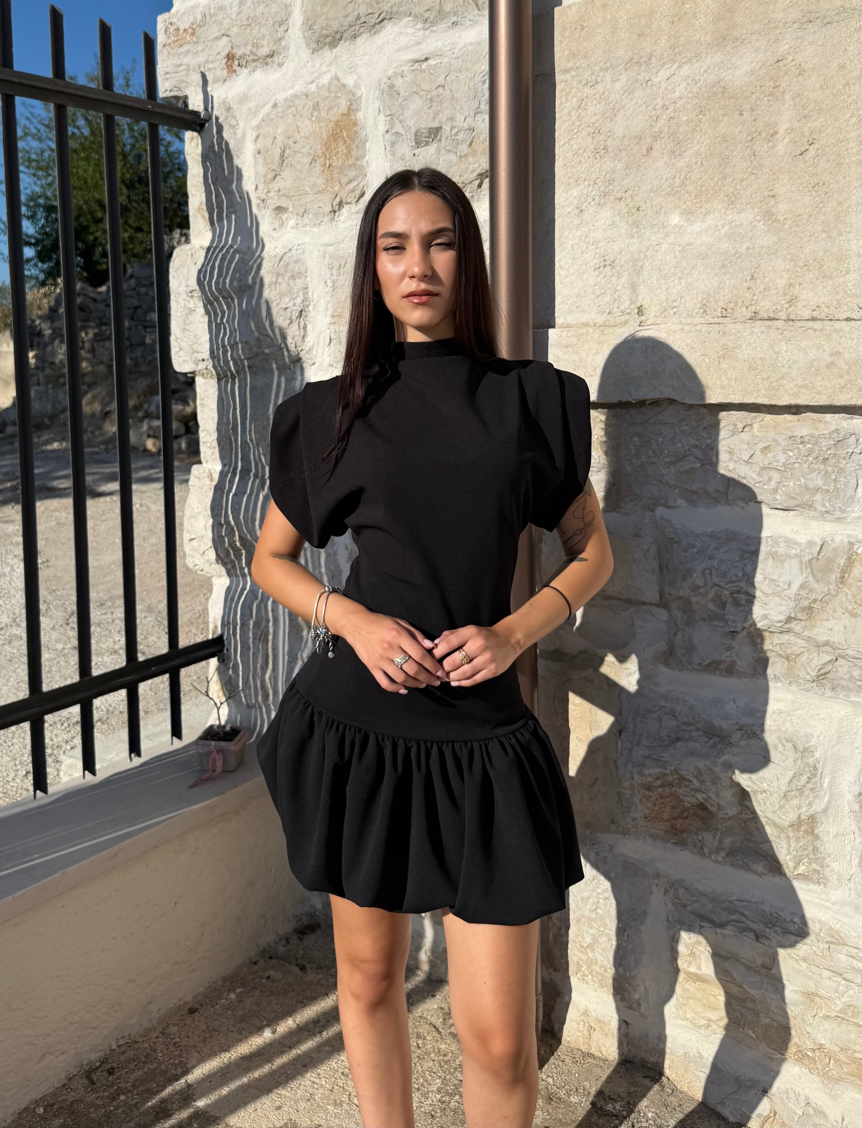 MINI DRESS BALLOON - NERO