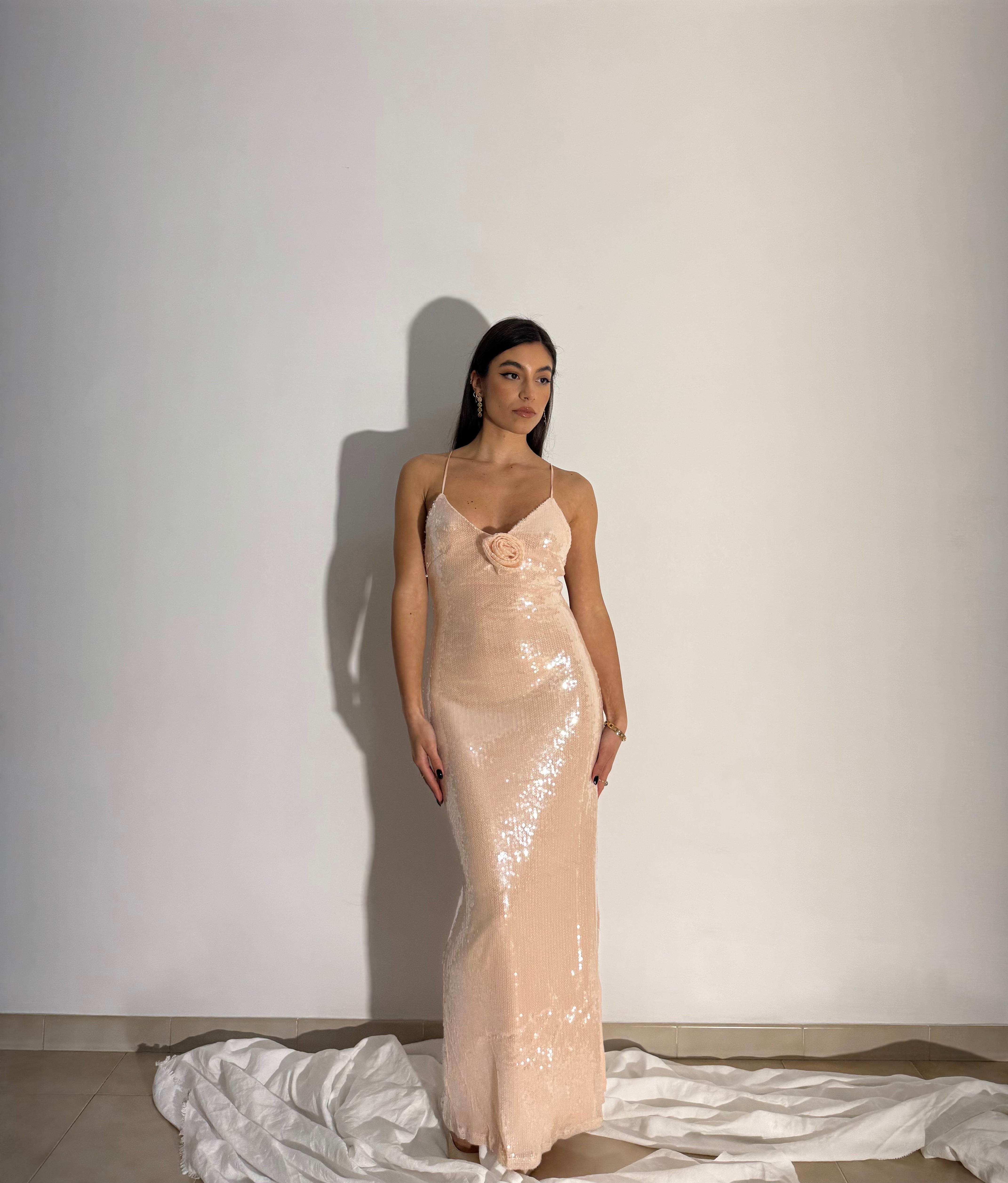 ABITO CON PAILLETTES OPHIDIA - ROSA