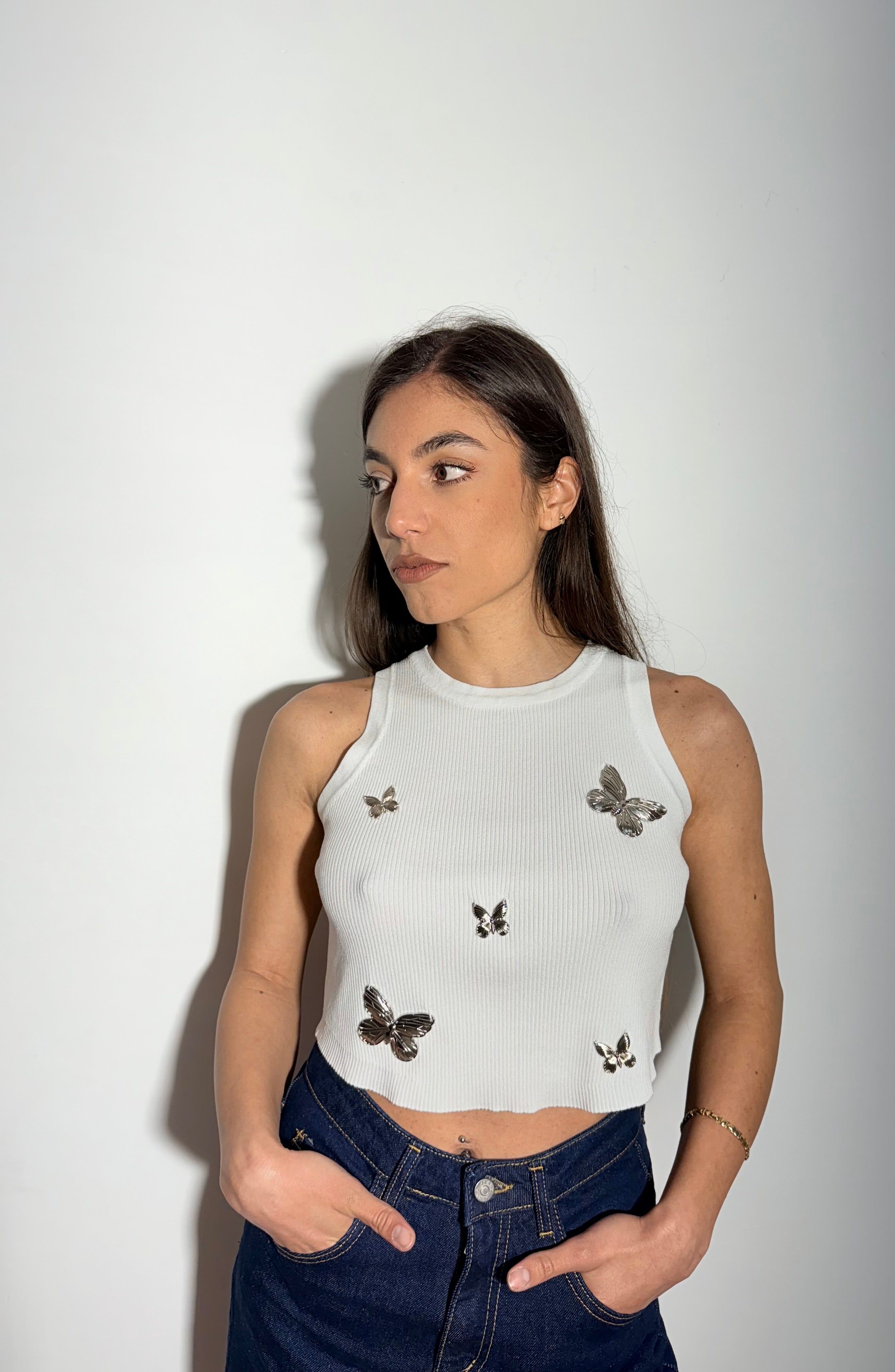 TOP BUTTERFLY - BIANCO