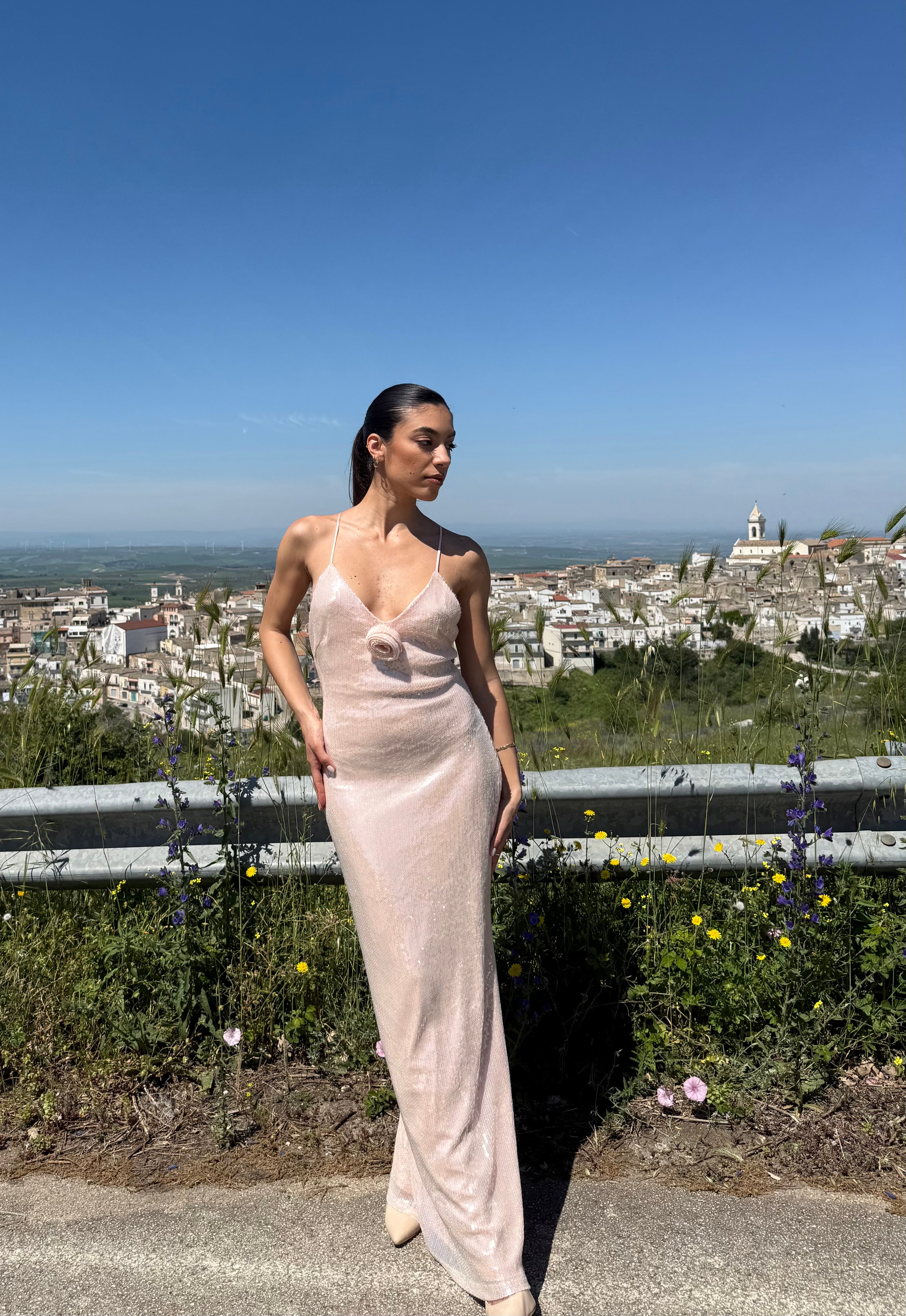 ABITO CON PAILLETTES OPHIDIA - ROSA