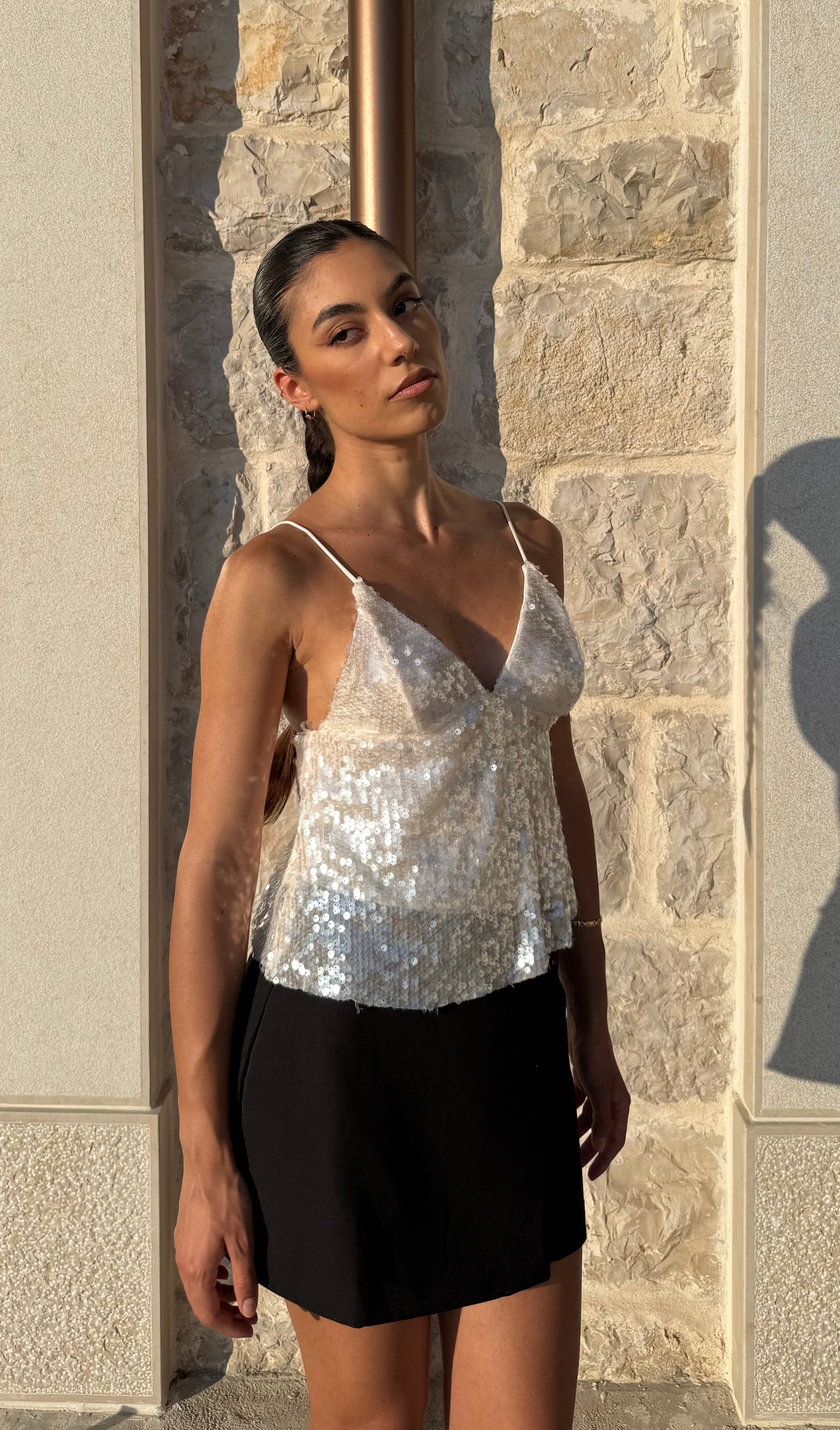 TOP SHIMMER - BIANCO