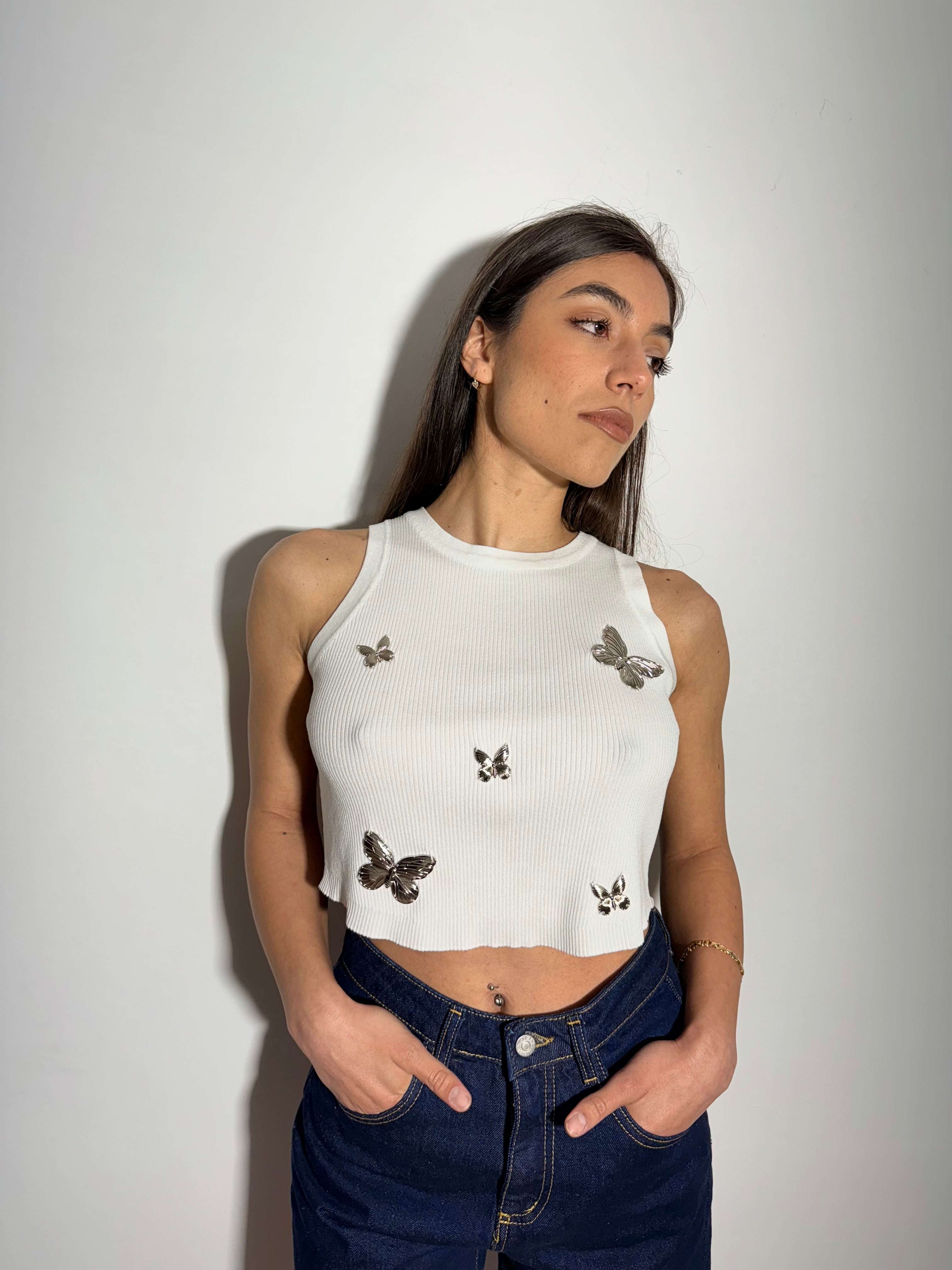 TOP BUTTERFLY - BIANCO