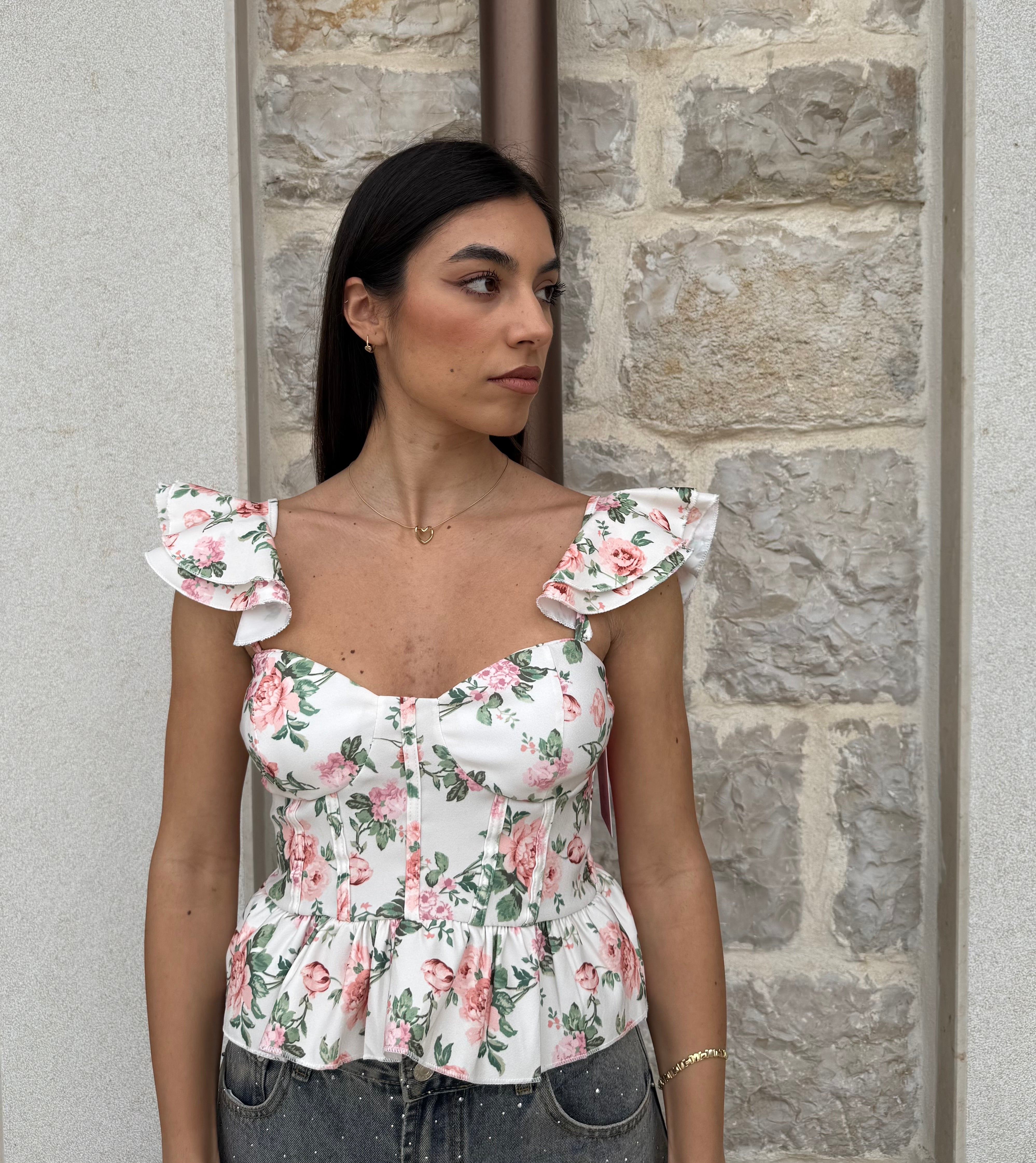 CORSETTO FLOWER - BIANCO