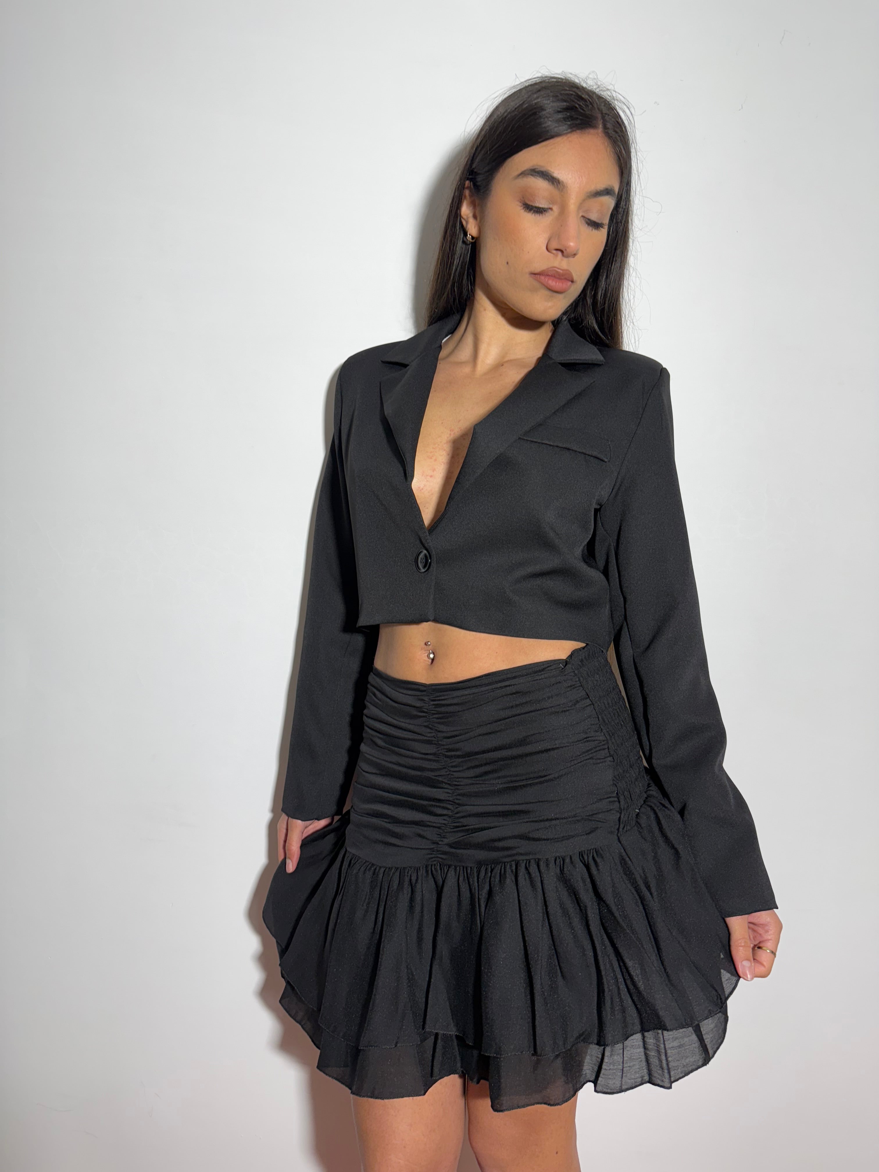 MINIGONNA FLOWING - NERA