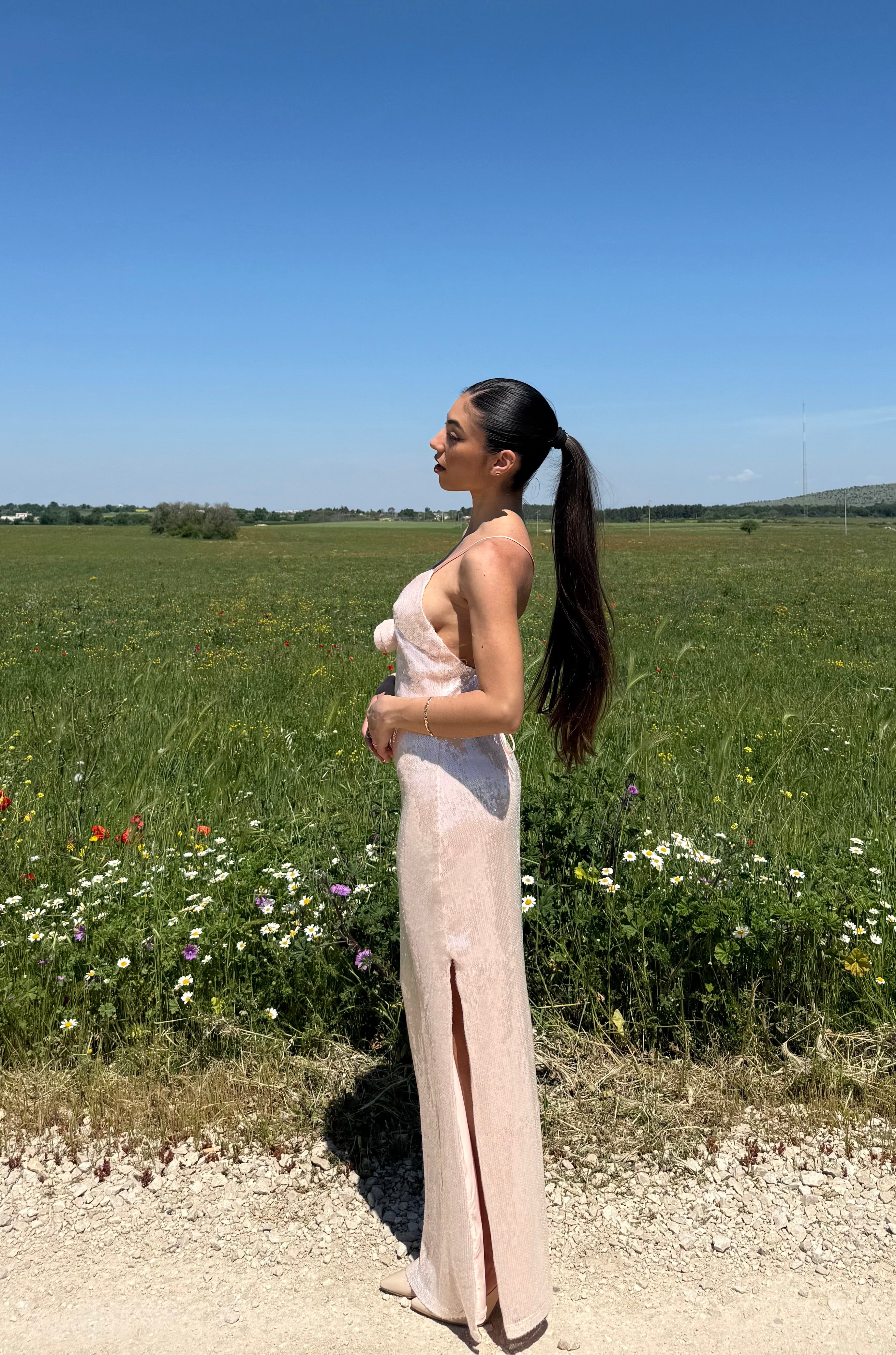 ABITO CON PAILLETTES OPHIDIA - ROSA