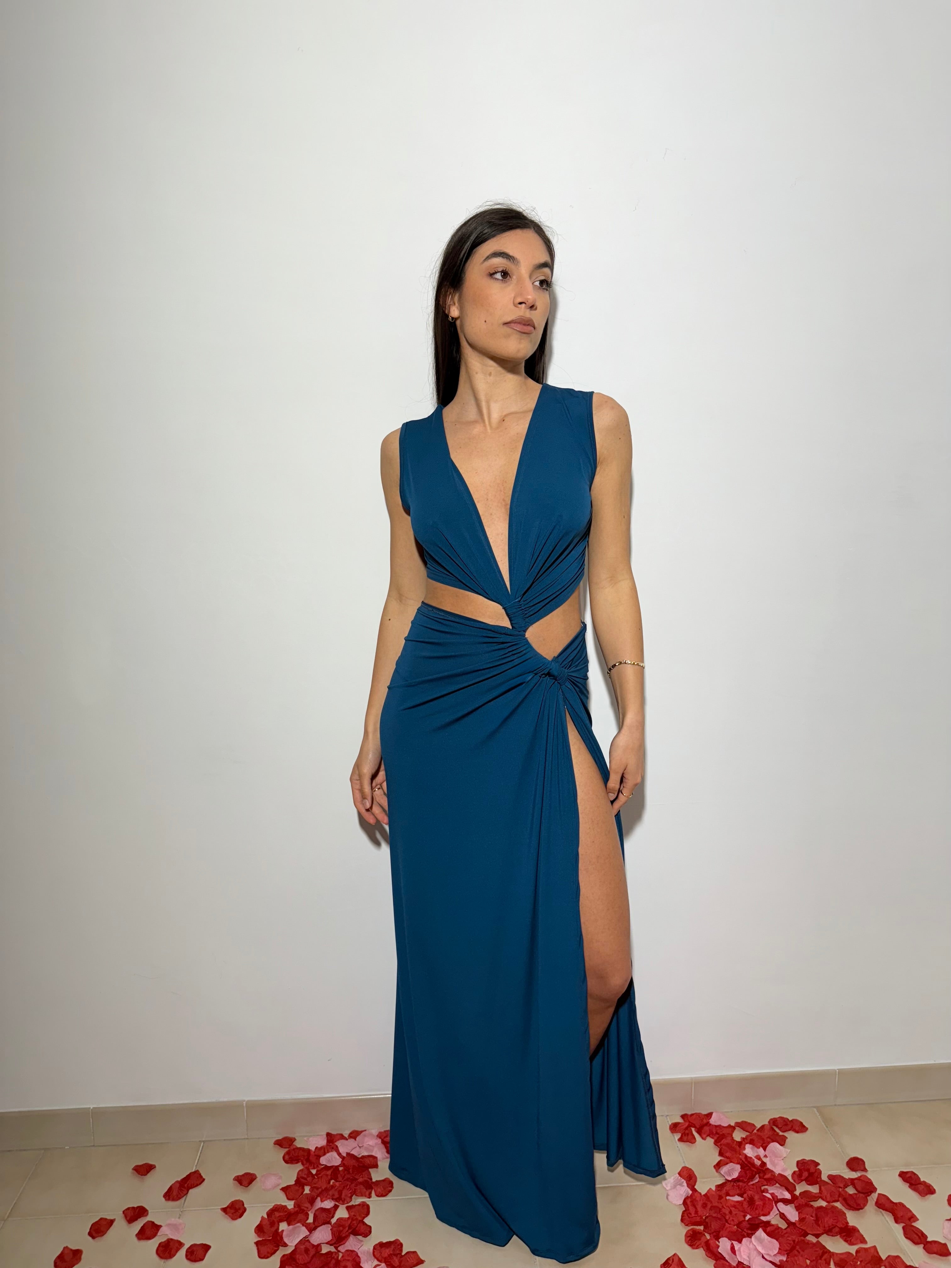 MAXI DRESS AFRODITE - PETROLIO