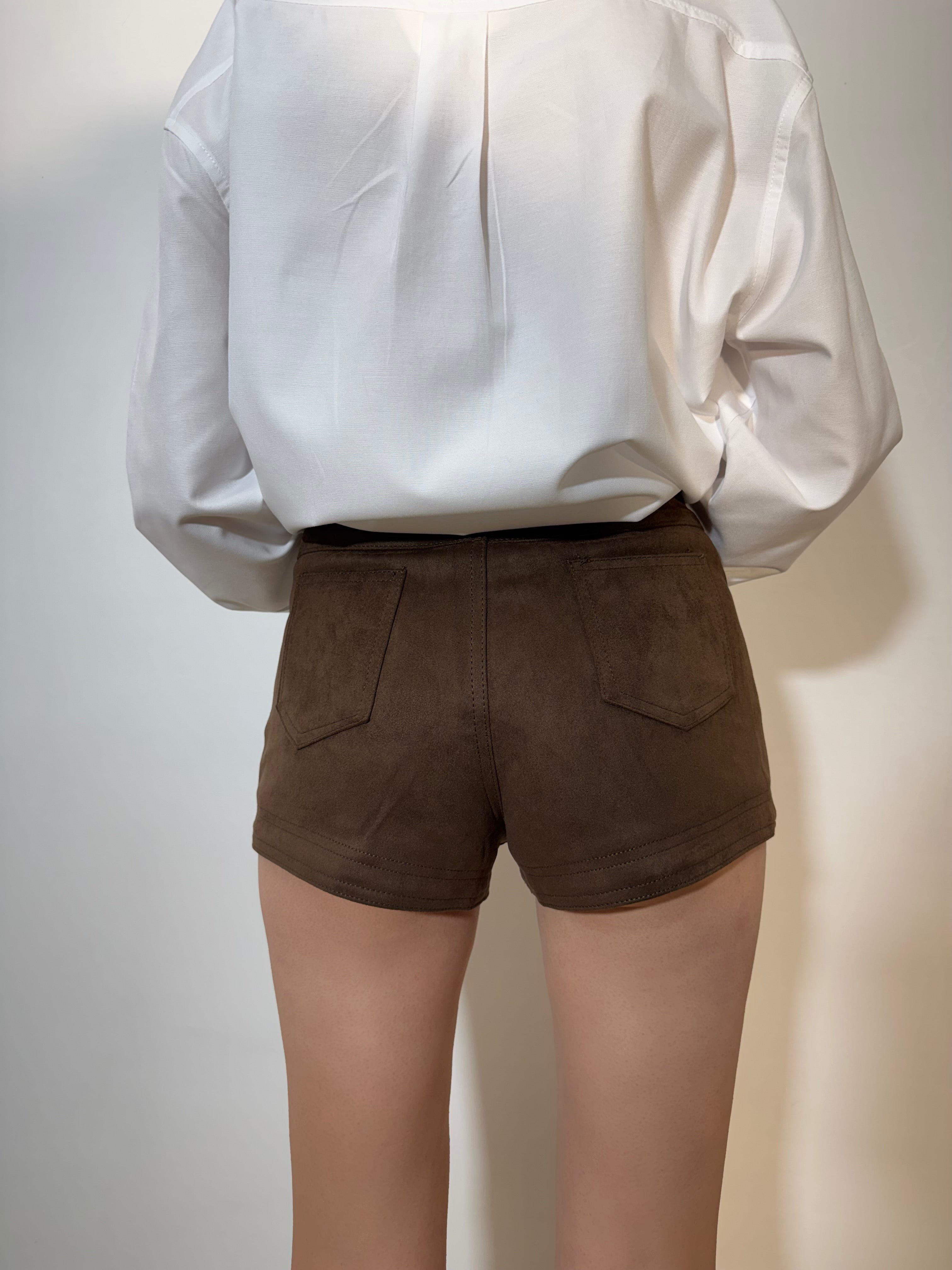 PANTALONCINO CAMOSCIO - MARRONE