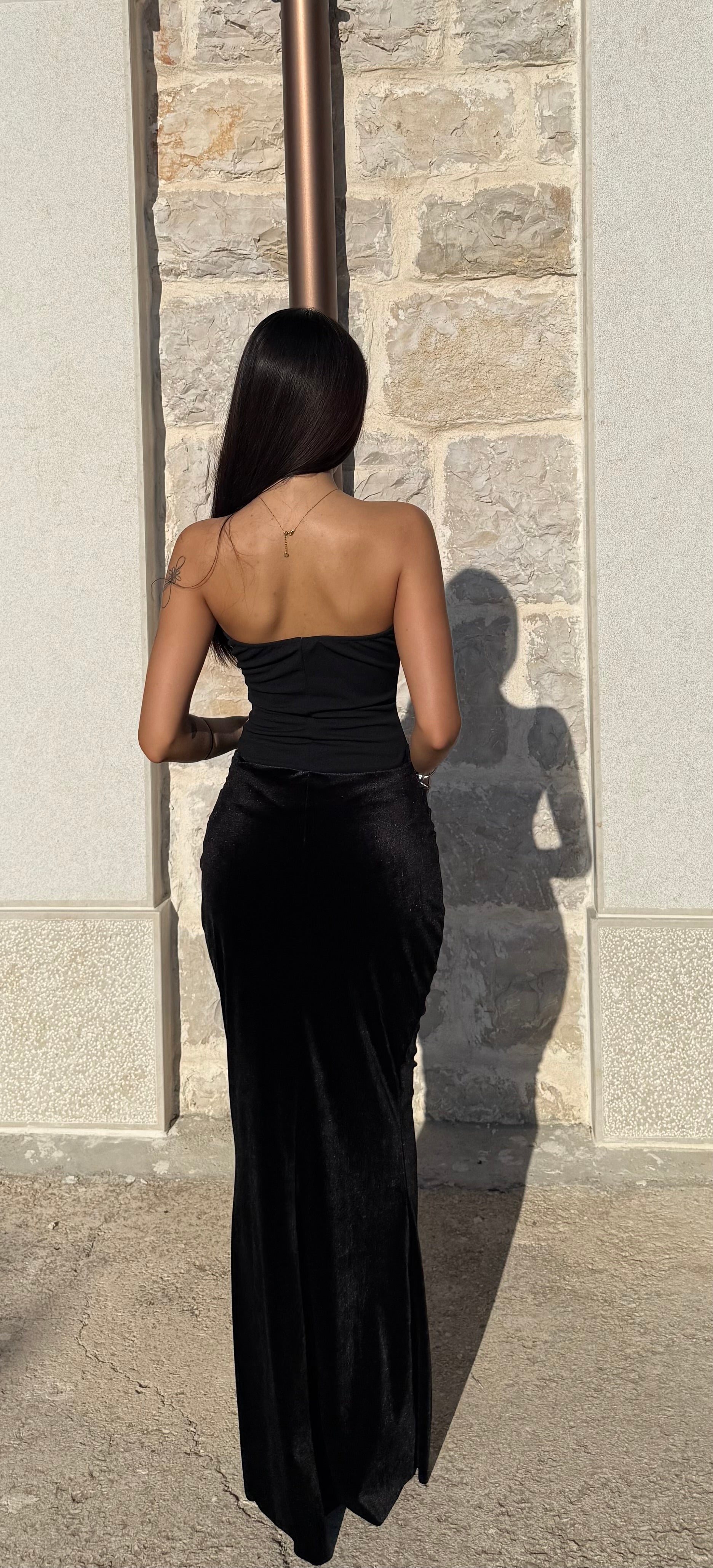 ABITO LONGUETTE CON CORSETTO - NERO