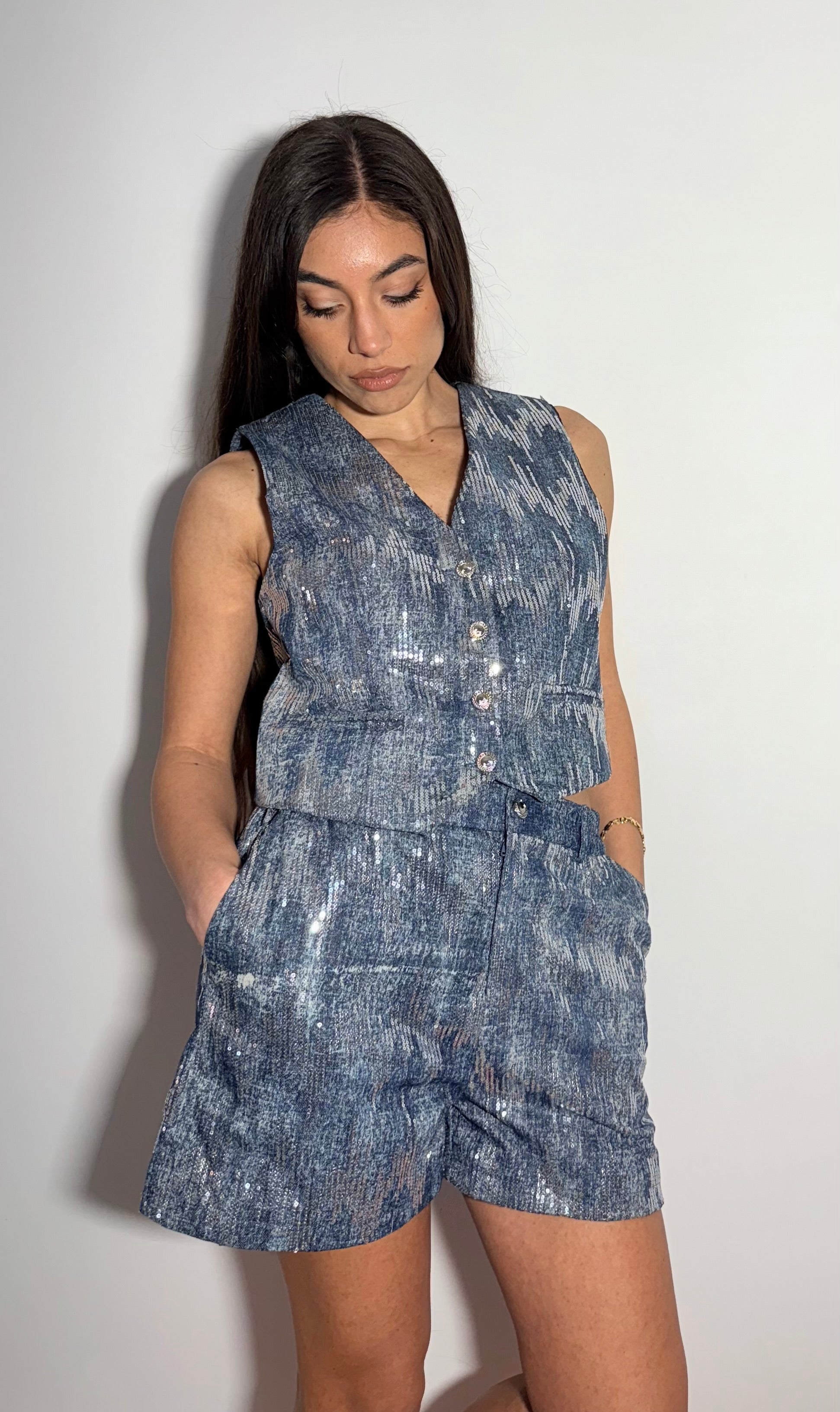 SET KENDRA IN PAILLETTES - DENIM