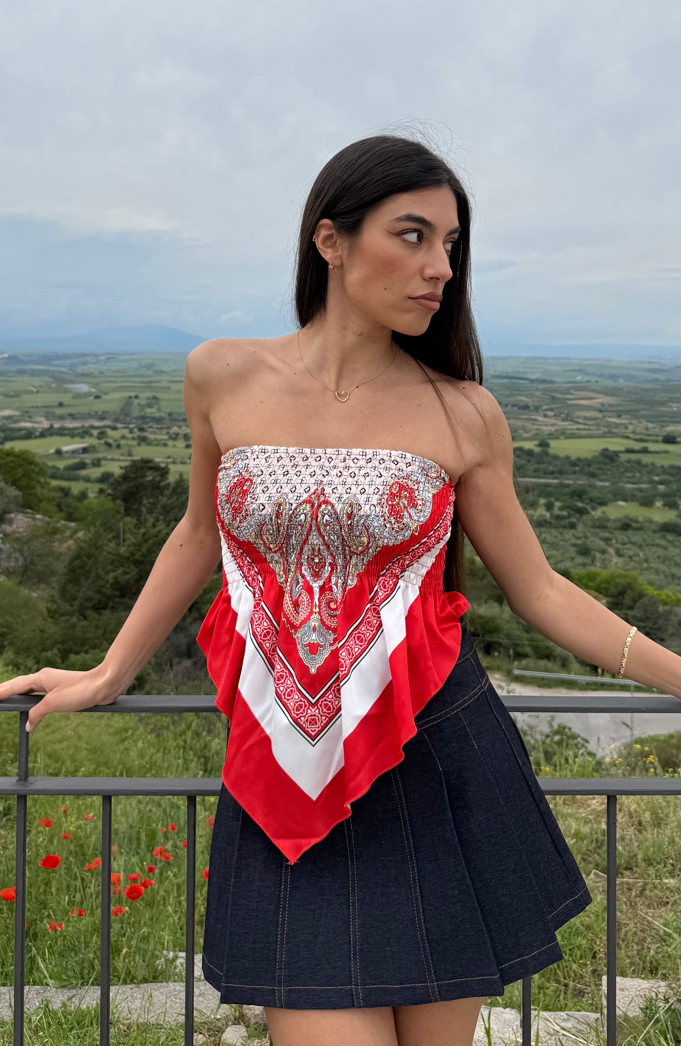 TOP FAZZOLETTO - ROSSO