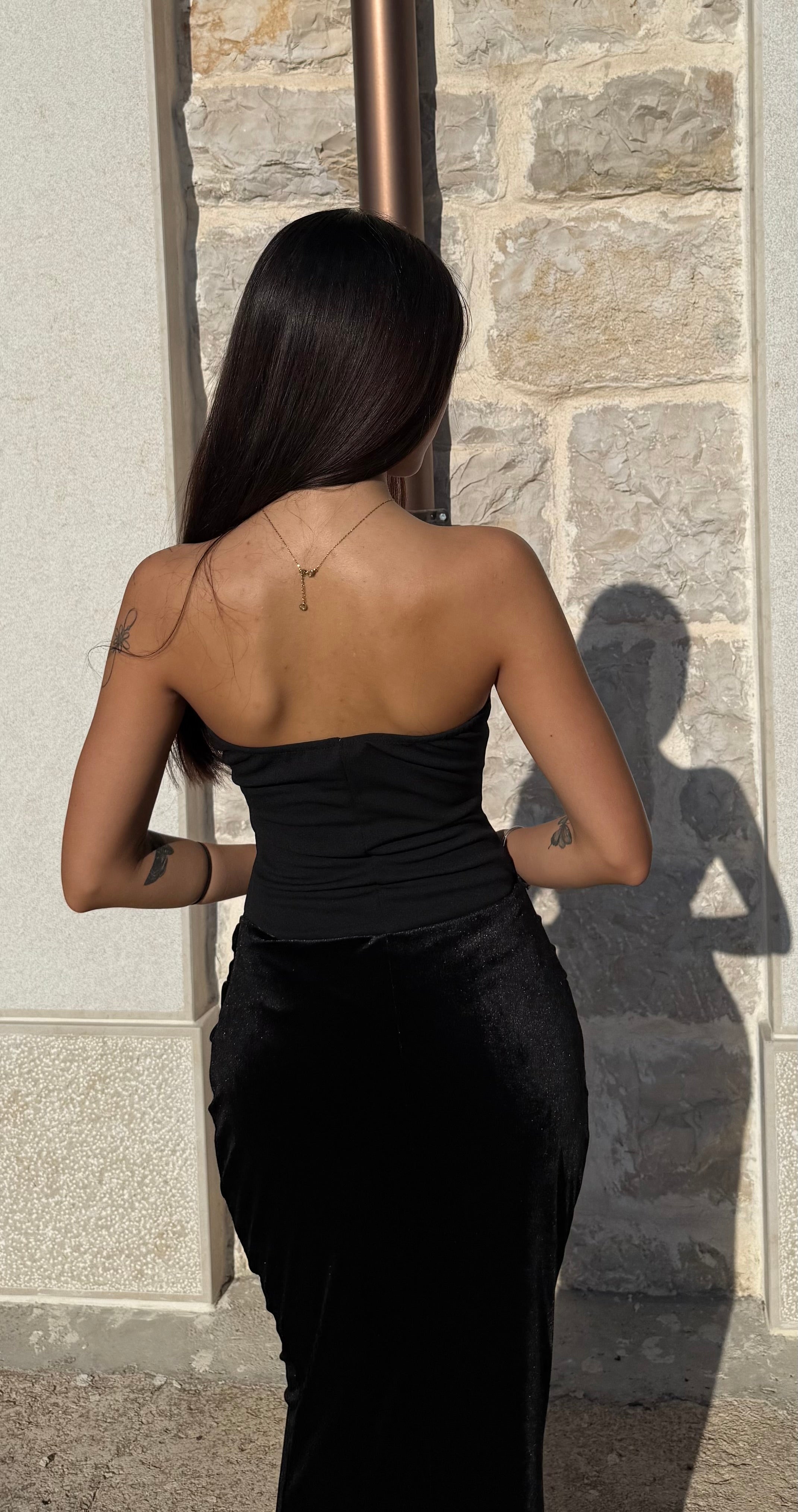 ABITO LONGUETTE CON CORSETTO - NERO