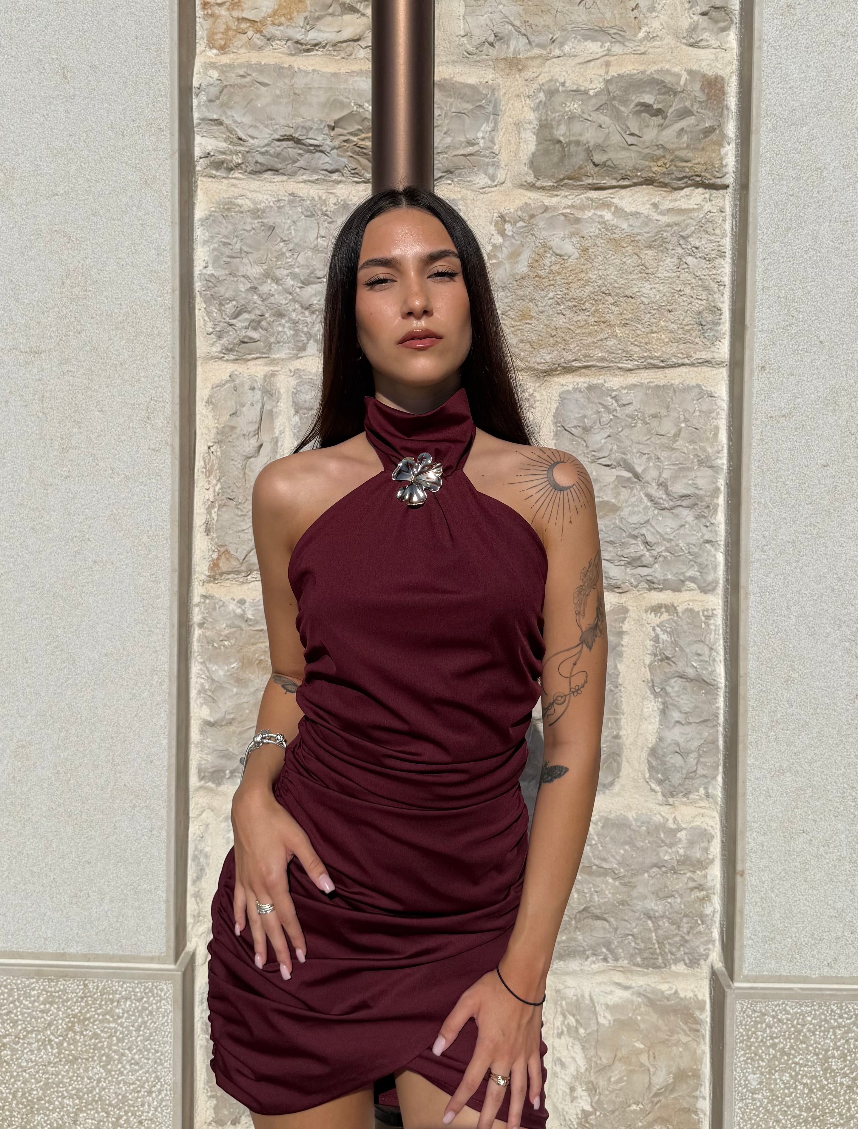 MINI DRESS XENIA - BURGUNDY