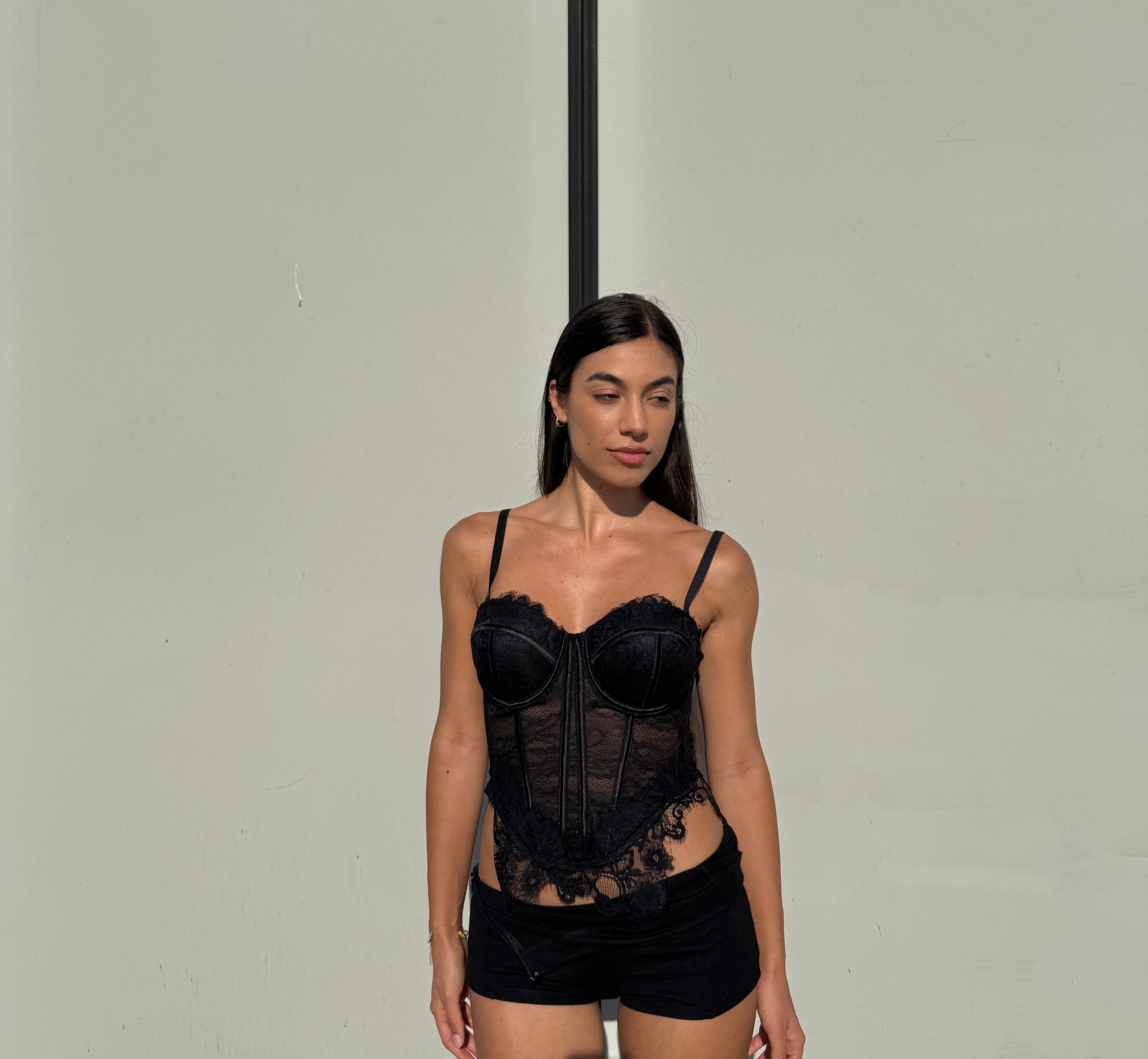 CORSETTO IN PIZZO - NERO