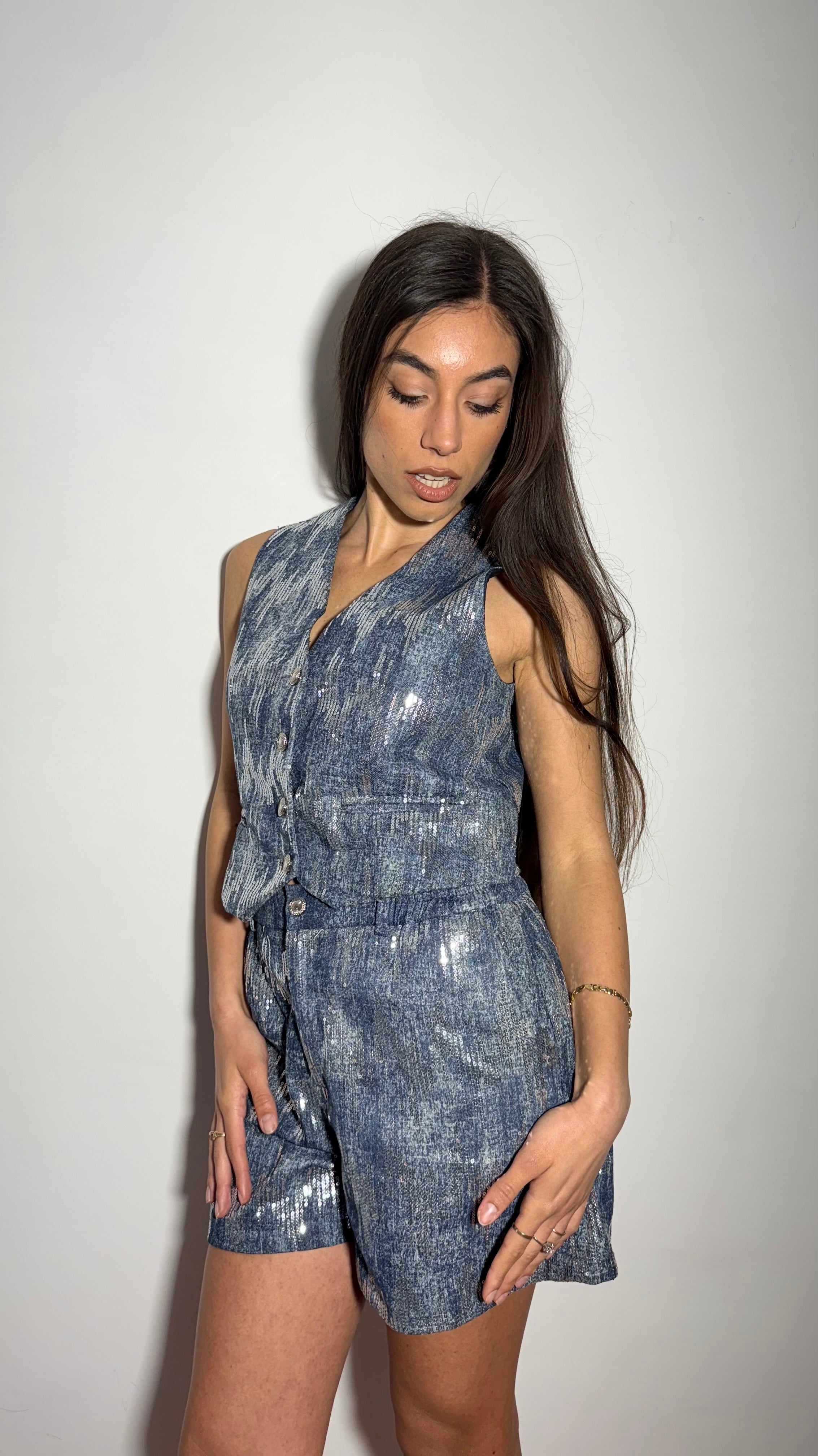 SET KENDRA IN PAILLETTES - DENIM