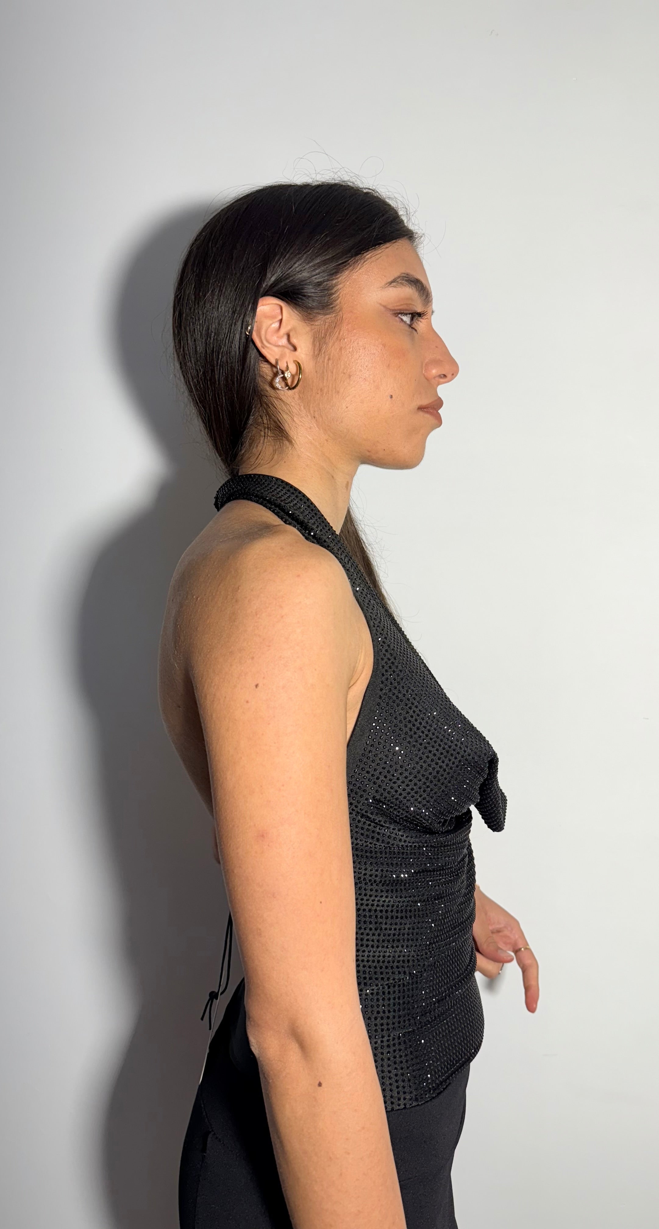 BODY CON STRASS - NERO