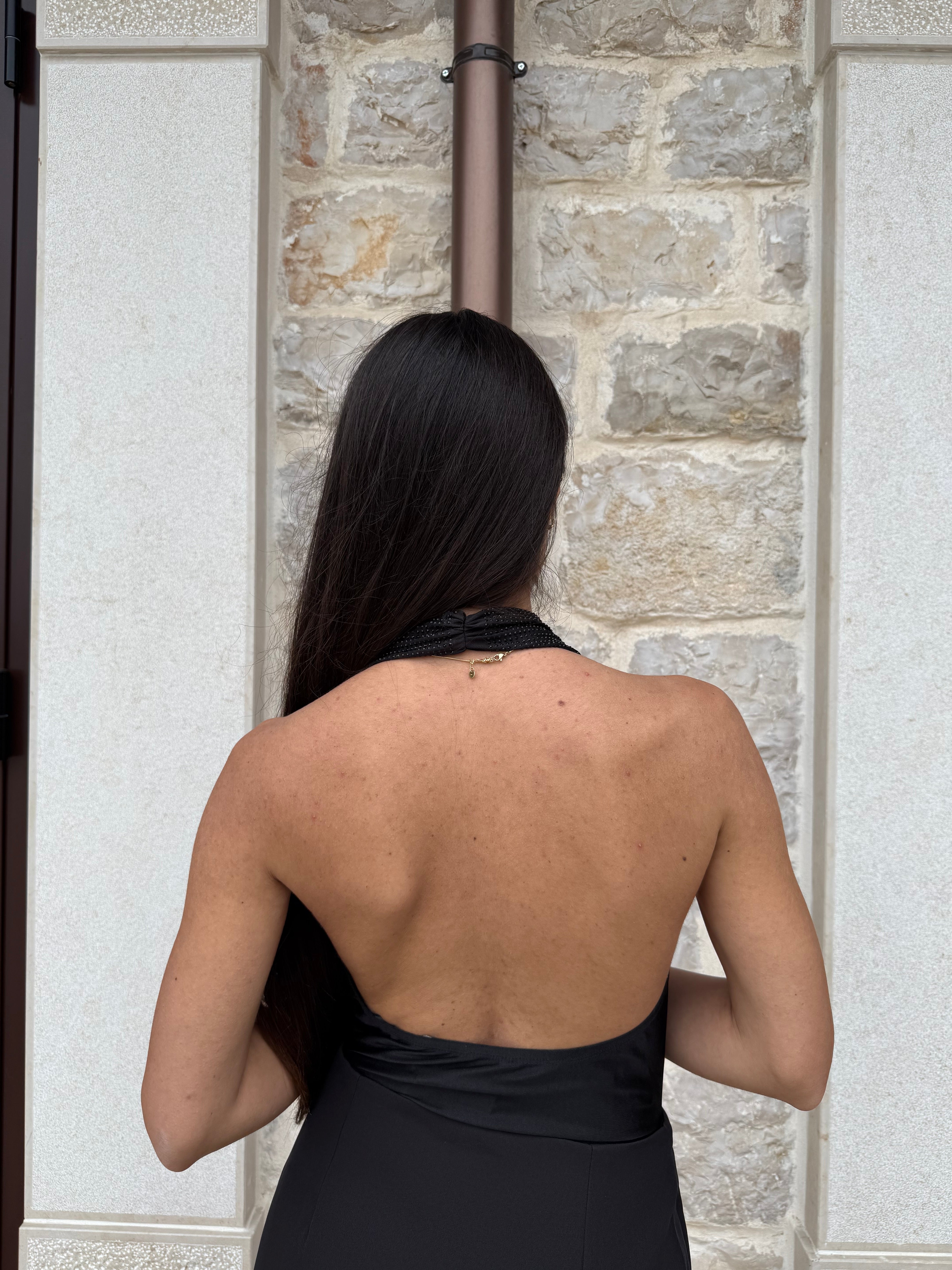 BODY CON STRASS - NERO