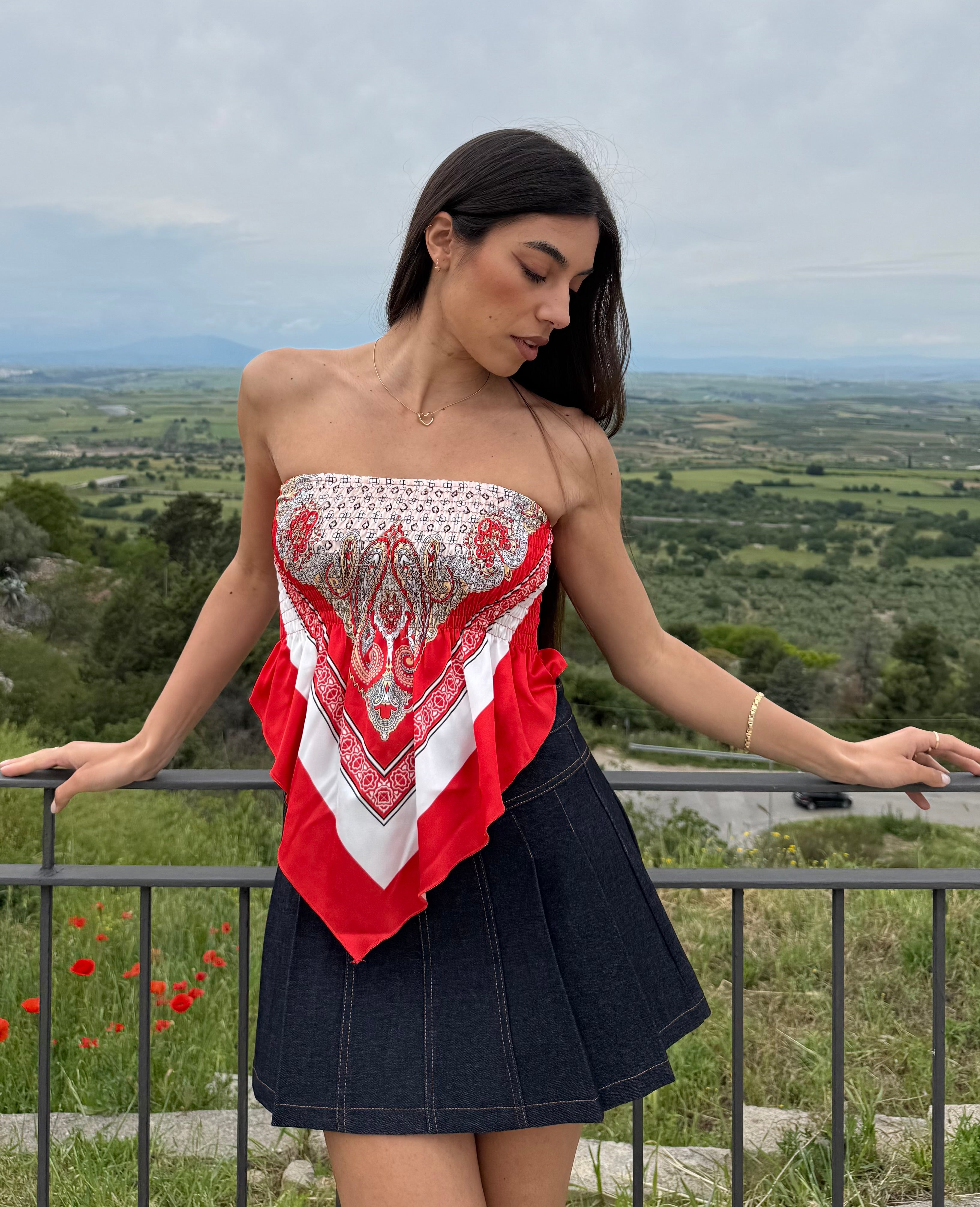 TOP FAZZOLETTO - ROSSO