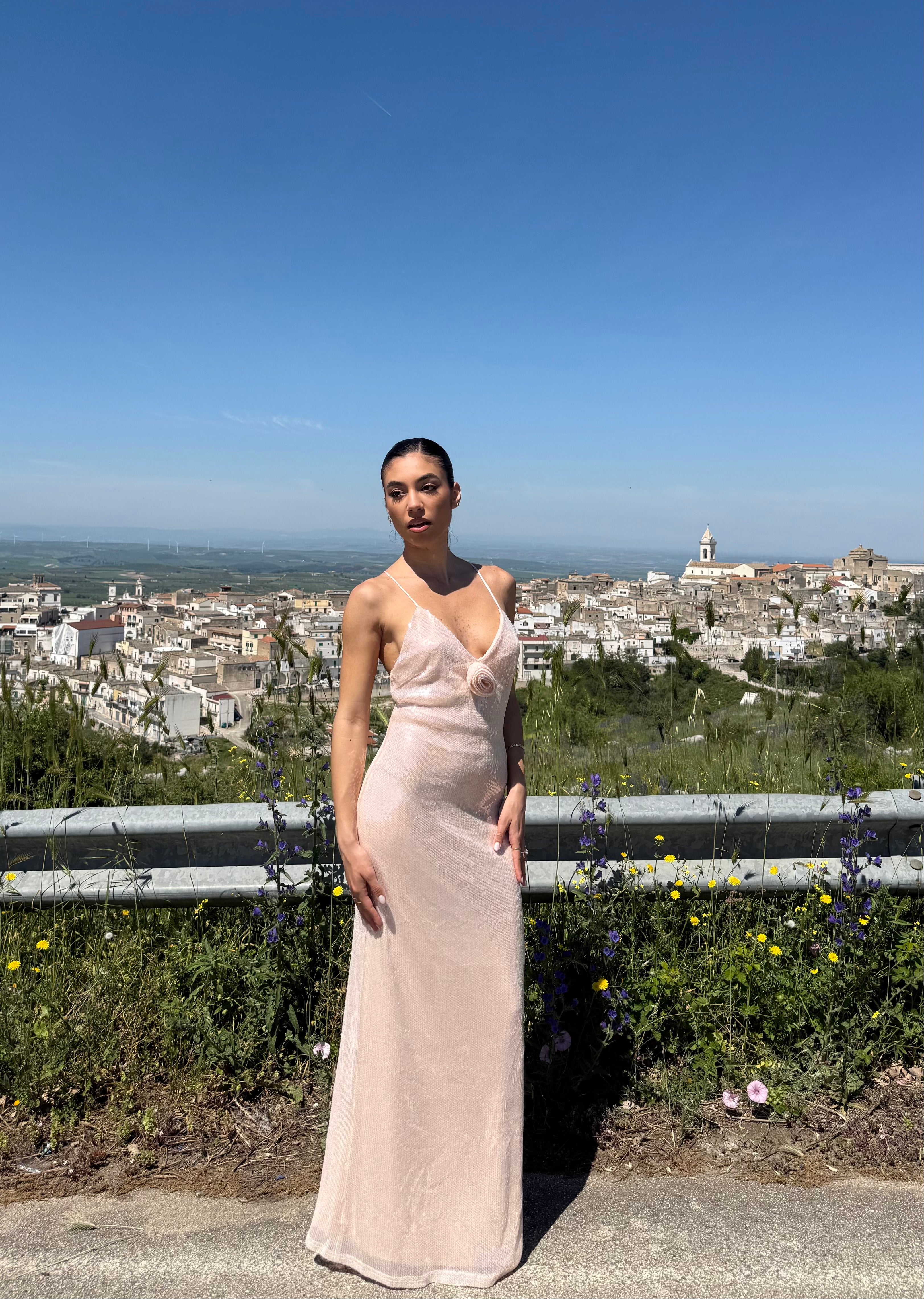 ABITO CON PAILLETTES OPHIDIA - ROSA