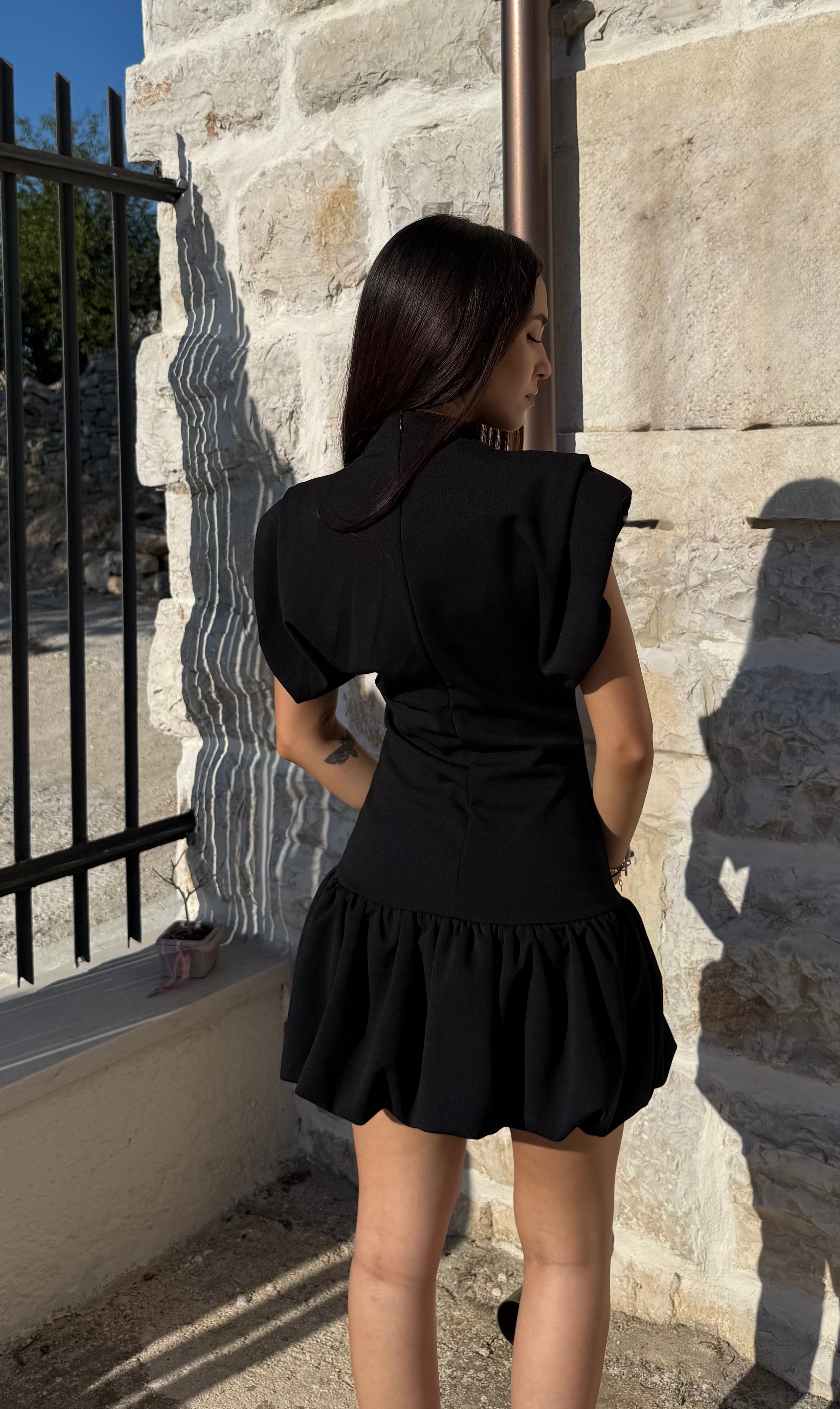 MINI DRESS BALLOON - NERO