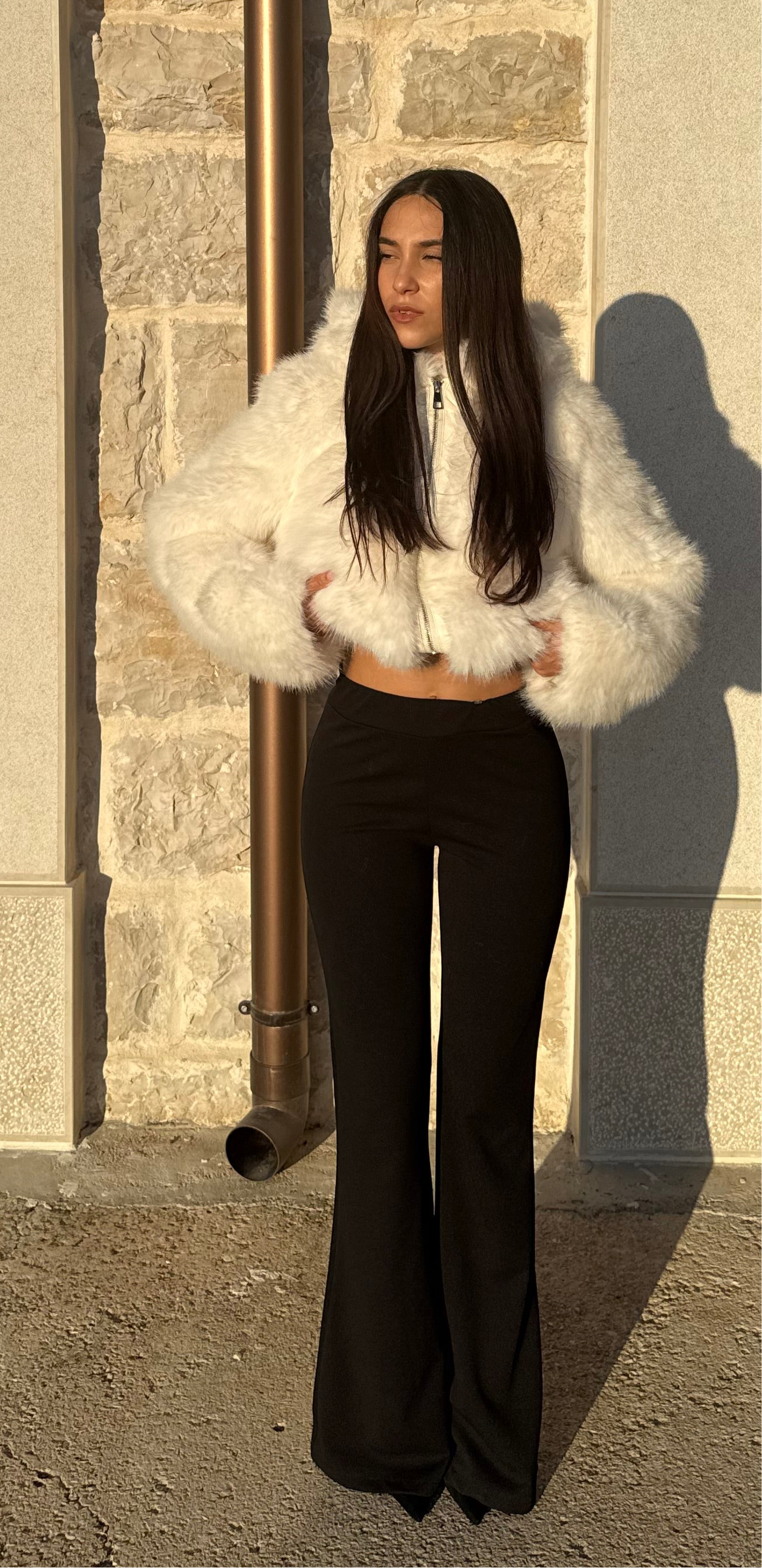 PANTALONE NERO A ZAMPA - KIM